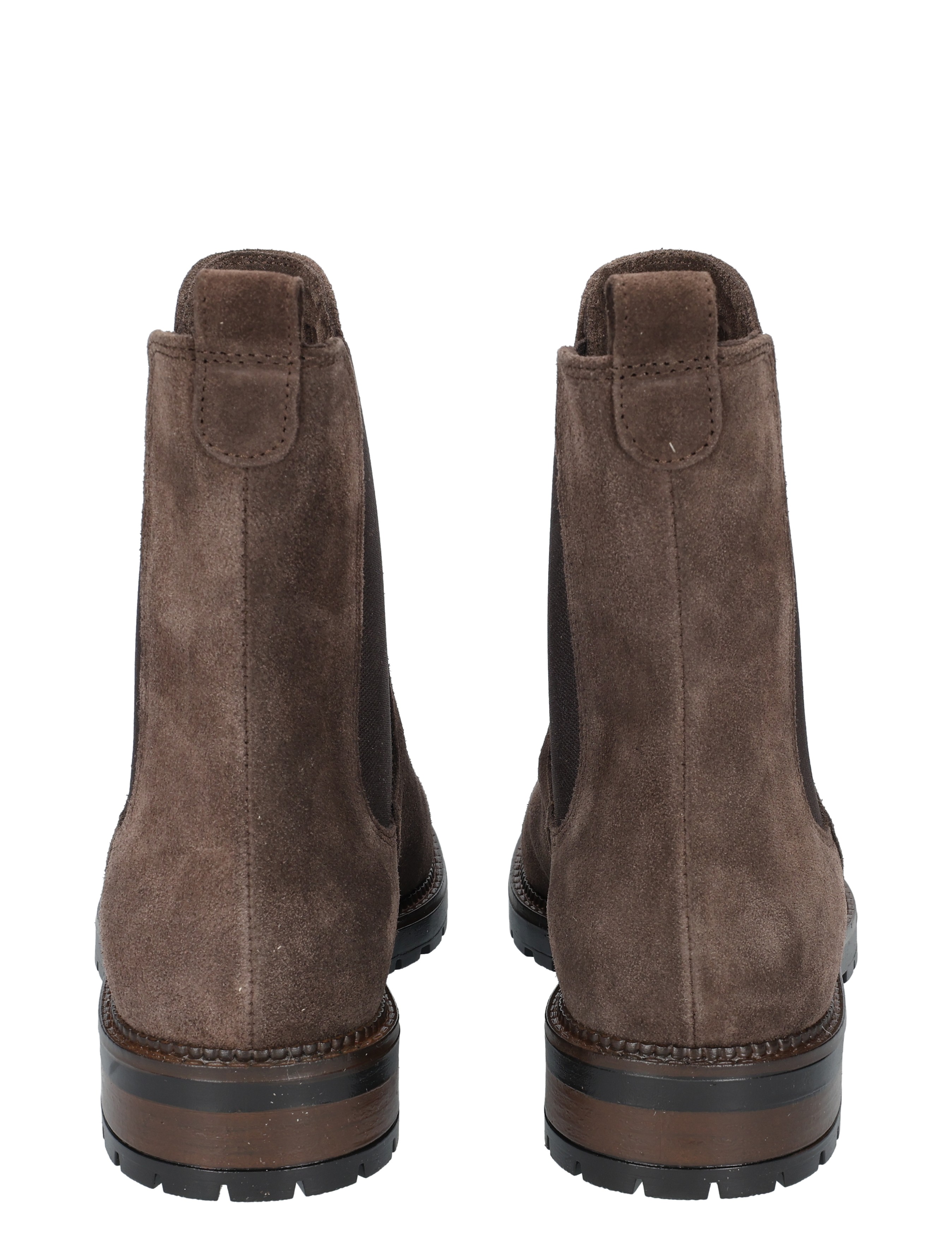 ankle boots, suede, brown, block heel, slip-on?