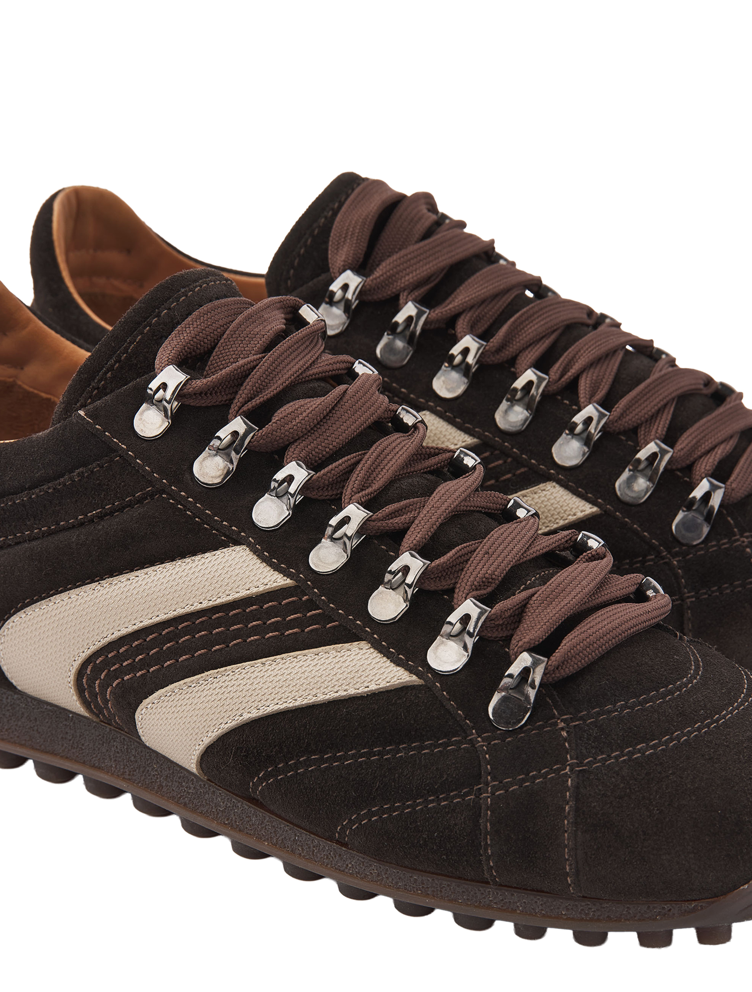 sneaker, hiel, bruine, suede, lugs