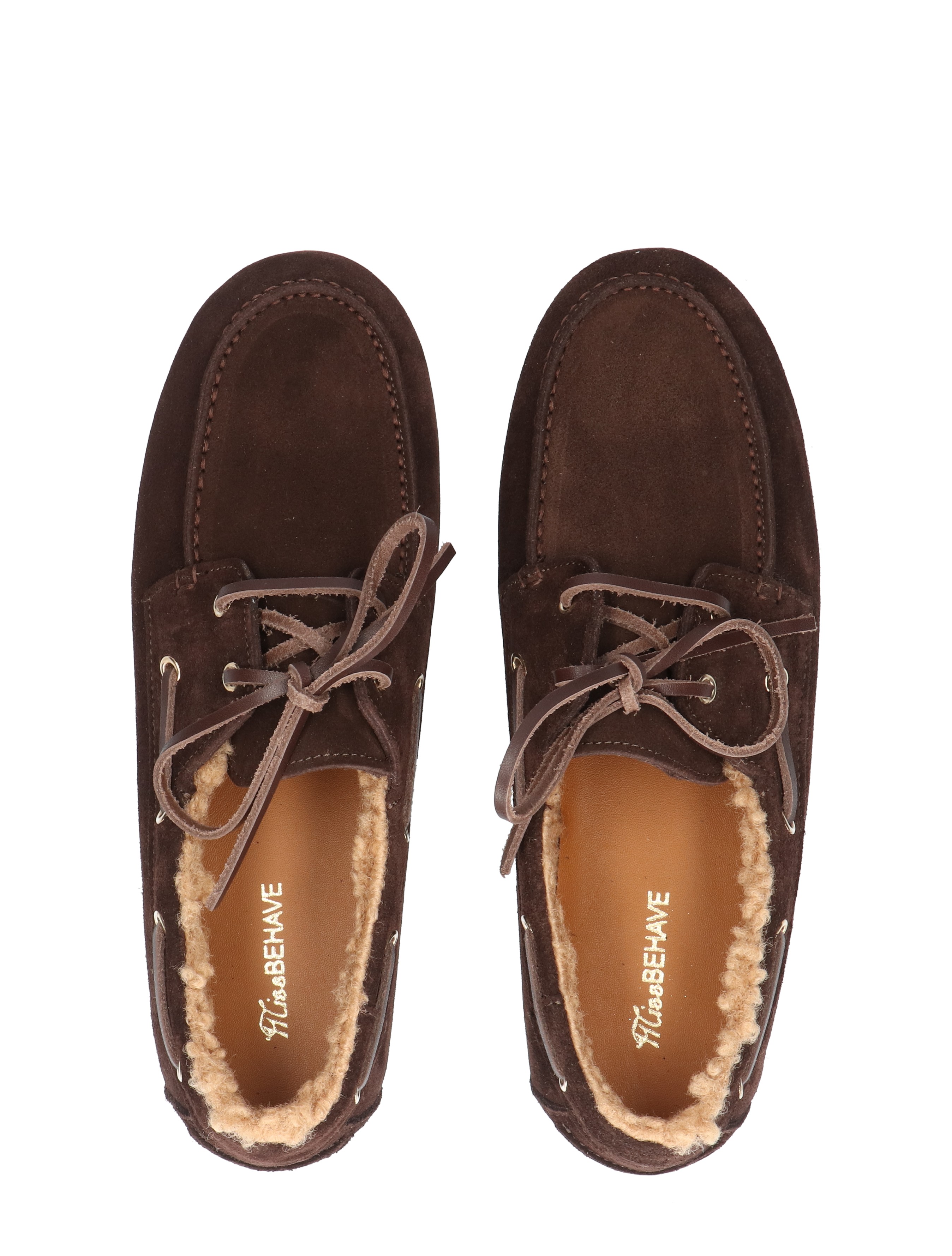 Miss Behave - Xanthi 1-o Dark Brown Suede Shearling - Dames - Veterschoenen - Casual Veterschoenen - 50763_22_7