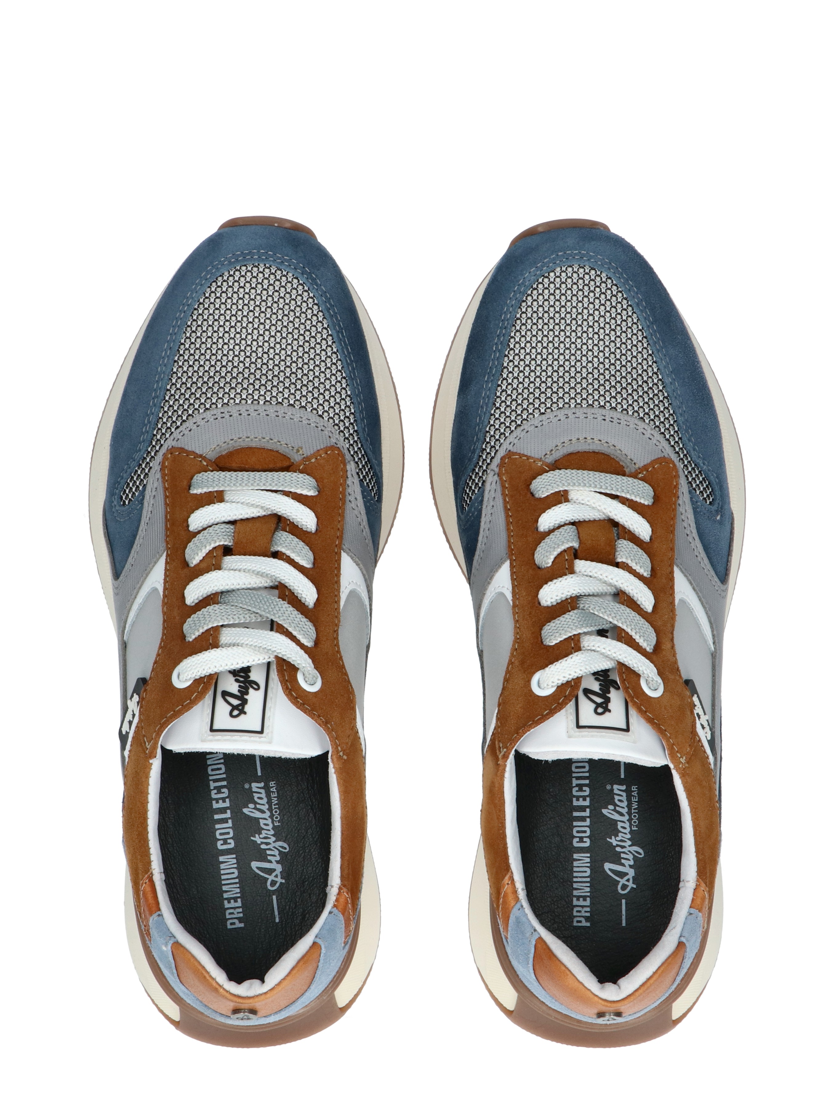 Australian - Kyoto Grey Blue Combi G-Wijdte - Heren - Veterschoenen - Casual Veterschoenen - Lage Sneakers - Sneakers - 44112_39_7
