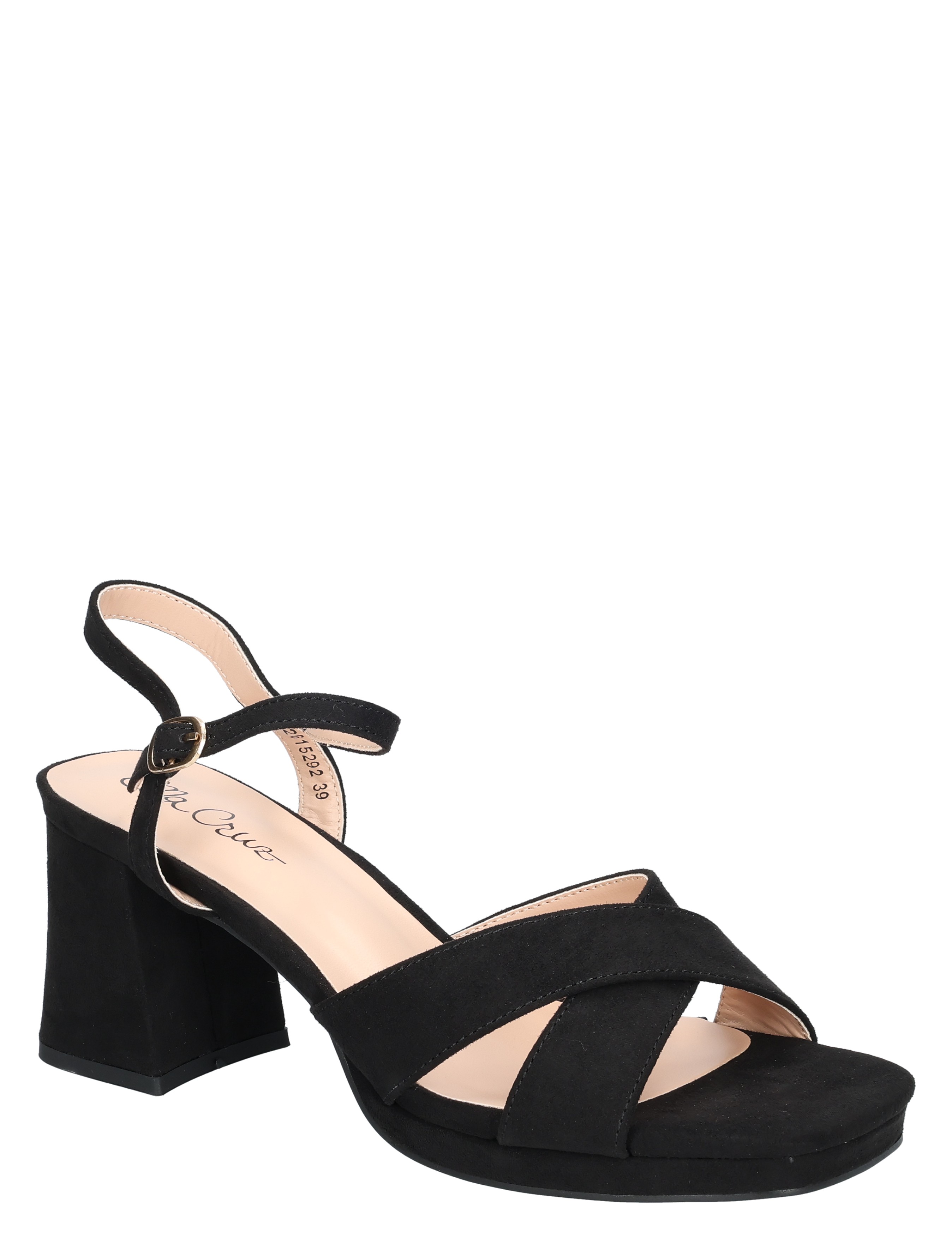 sandalen, hoge hak, zwart, suede, band-sandalen