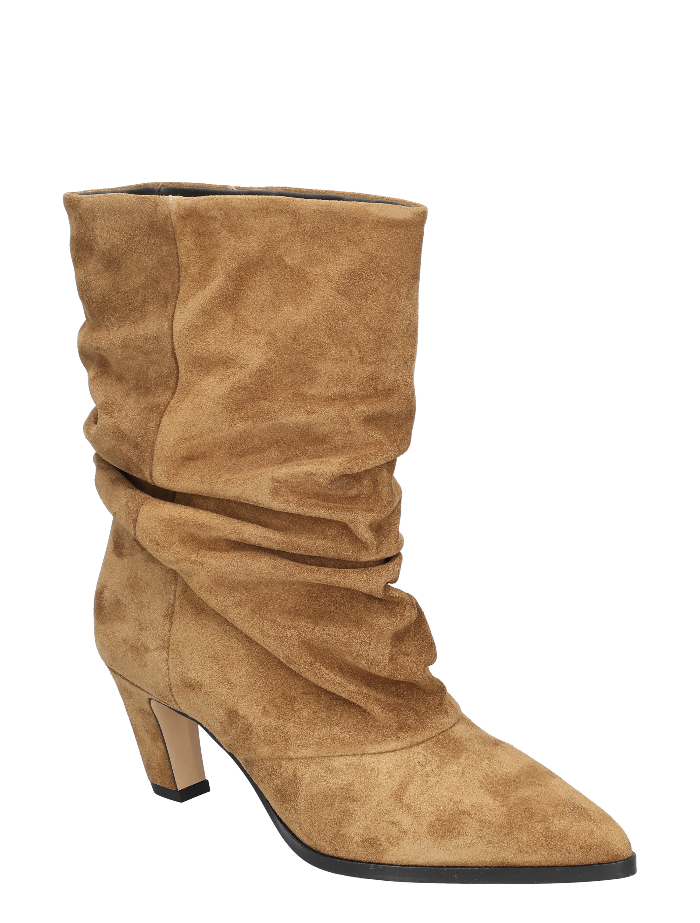 laarzen, suède, bruin, hoge hak, rug