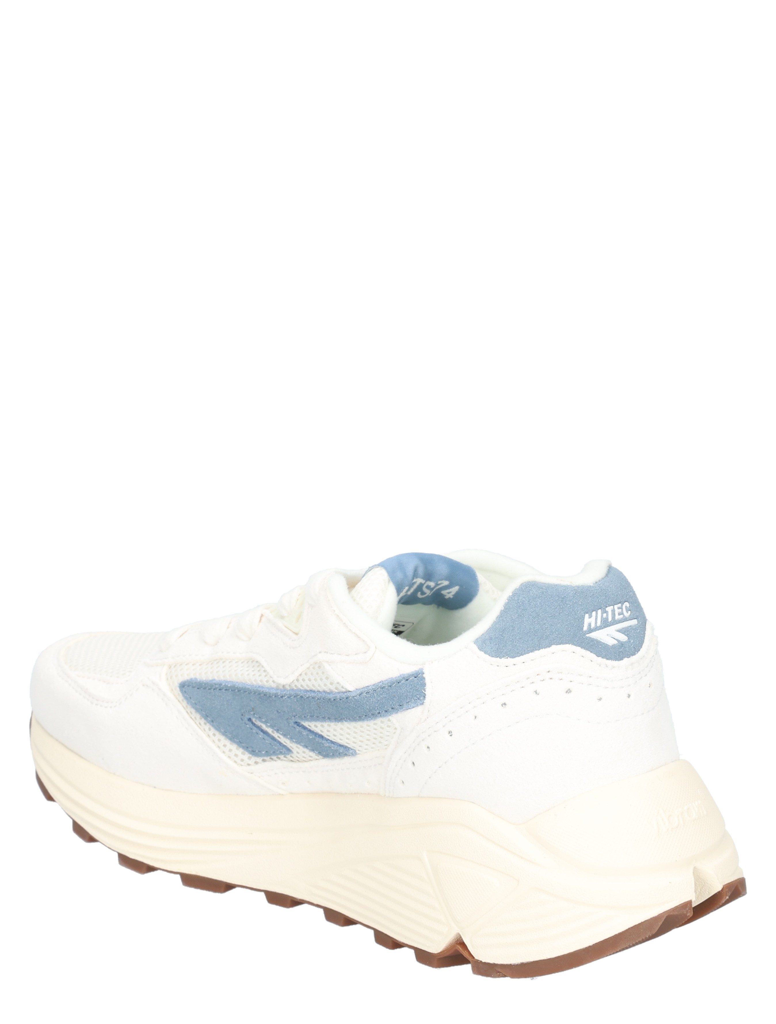 sneaker, witte schoen, lerenSchoen?, mesh stof, blauwe accenten