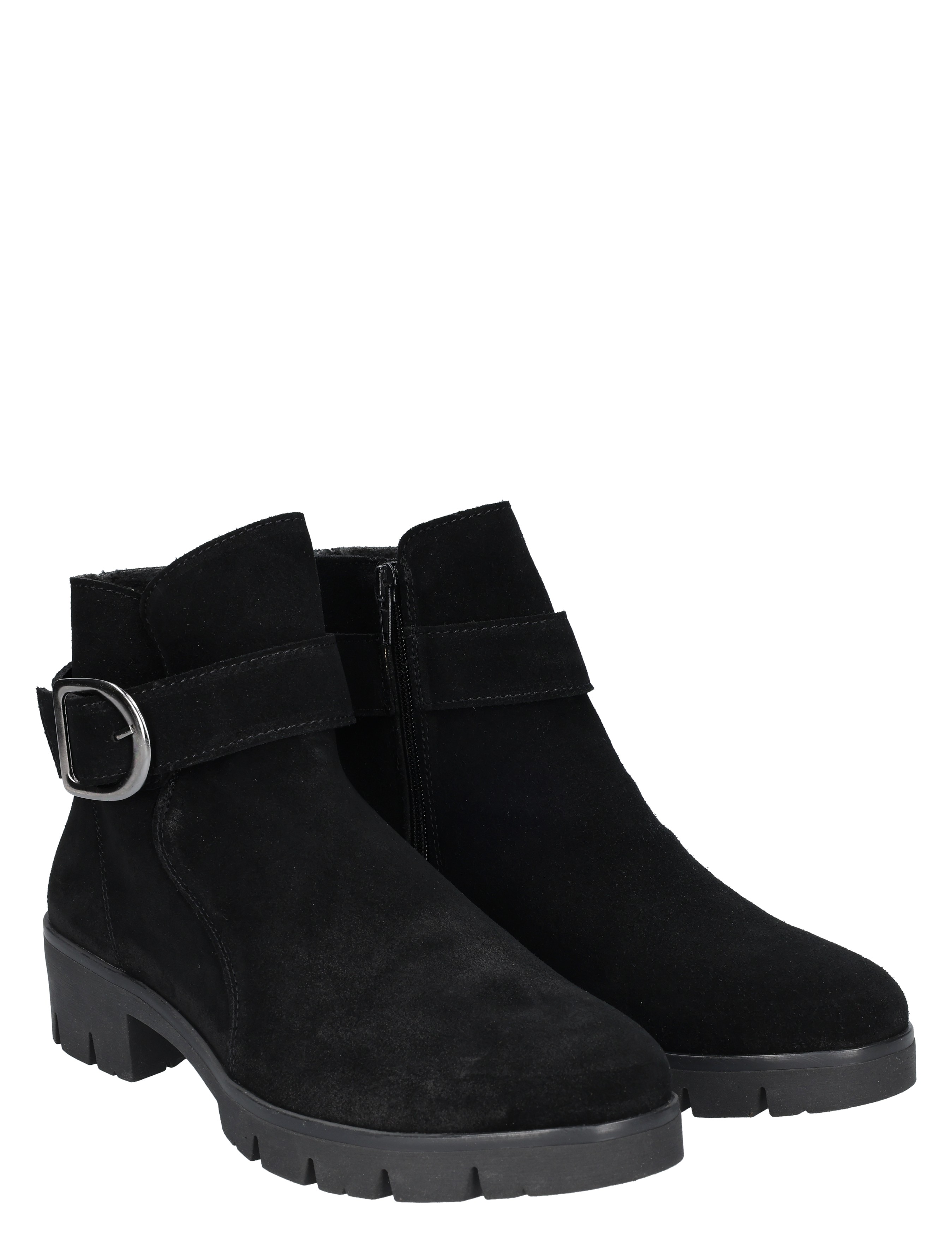 boot, ankleboot, zwarte, suede, riemsluiting