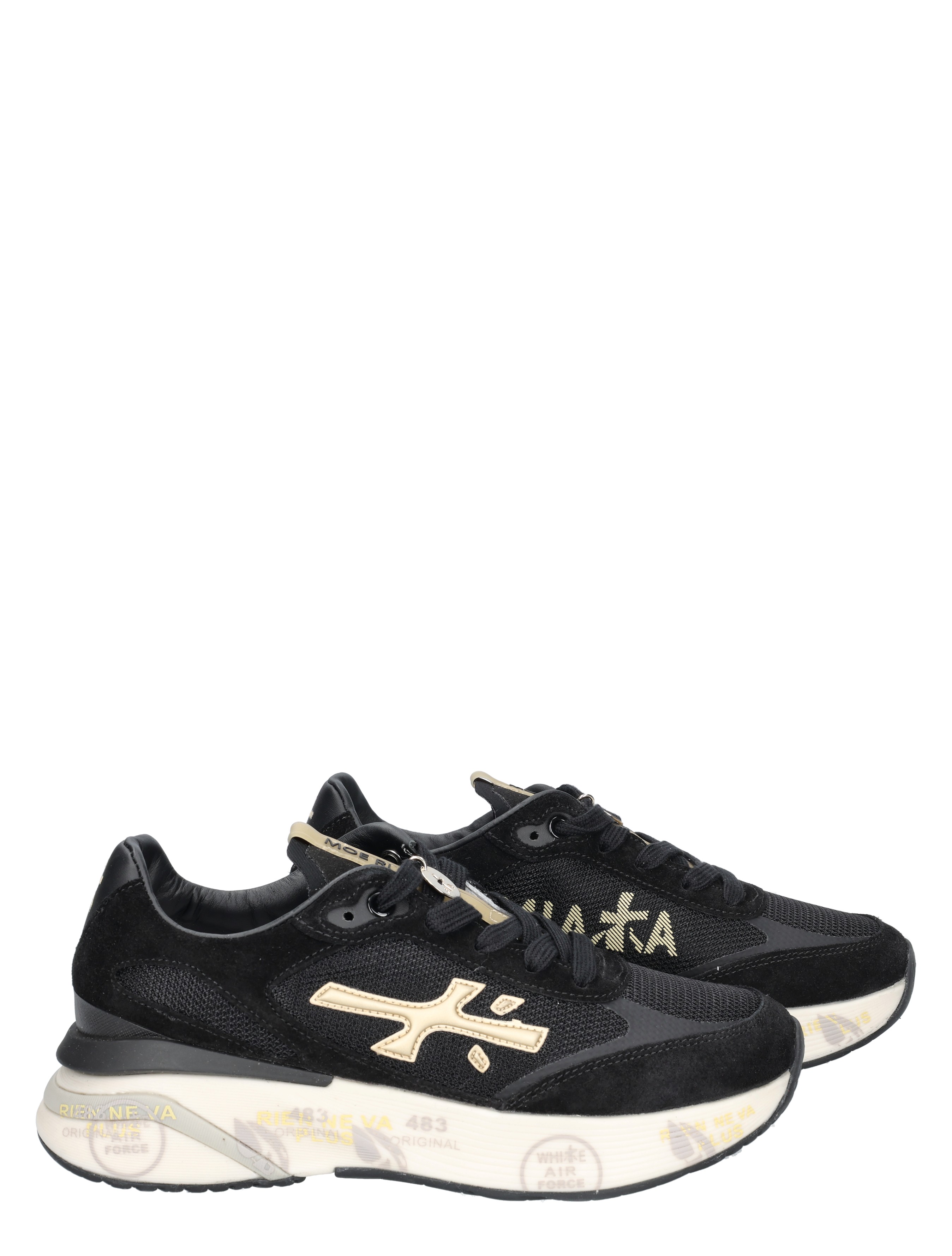 sneakers, zwart, mesh, synthetisch, sportschoen