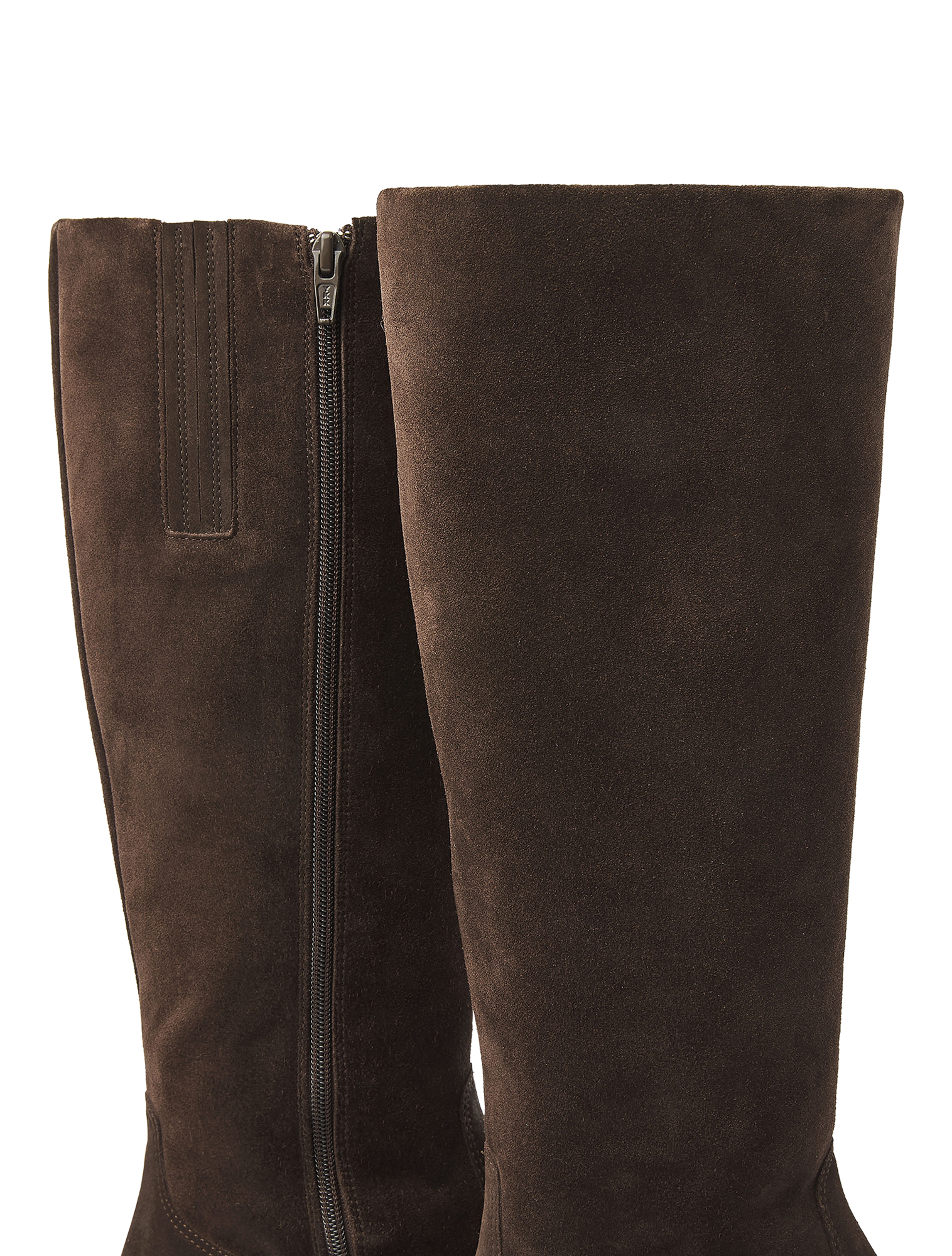 laarzen, knielaarzen, bruine suede, rits, lang