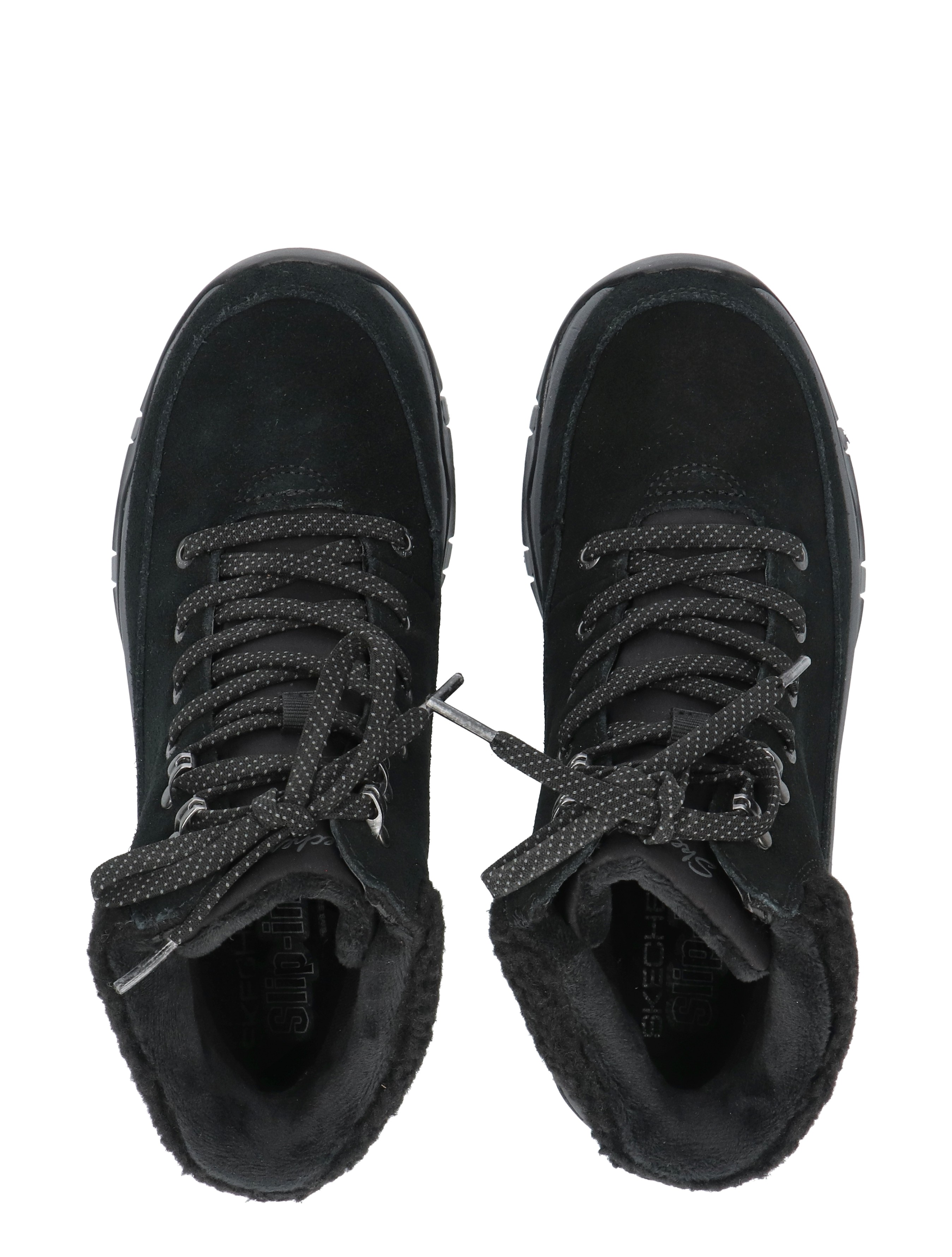sneakers, zwart, veters, middenzool, fleece gevoerd