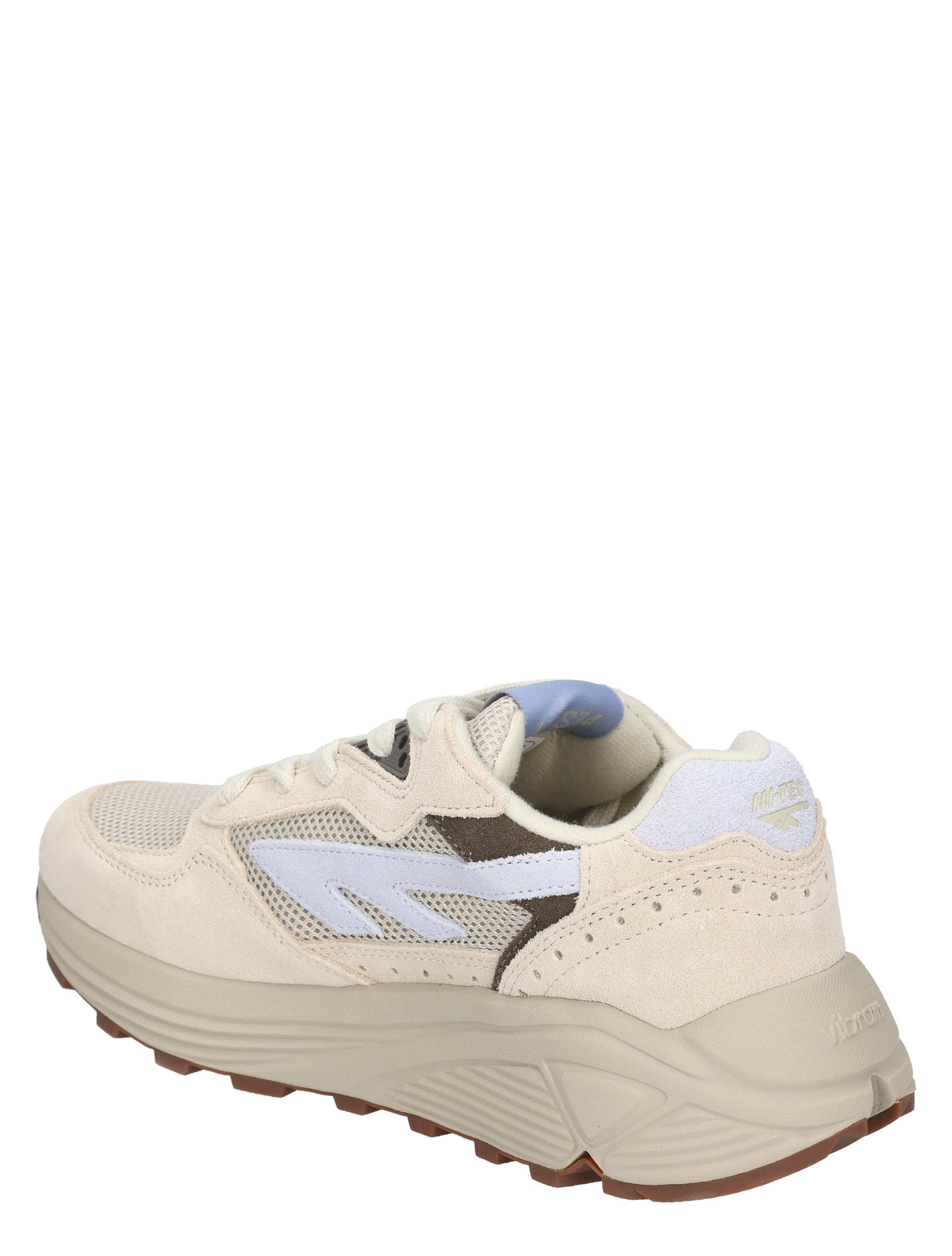 sneaker, hoge zool, mesh, suede, witte accenten