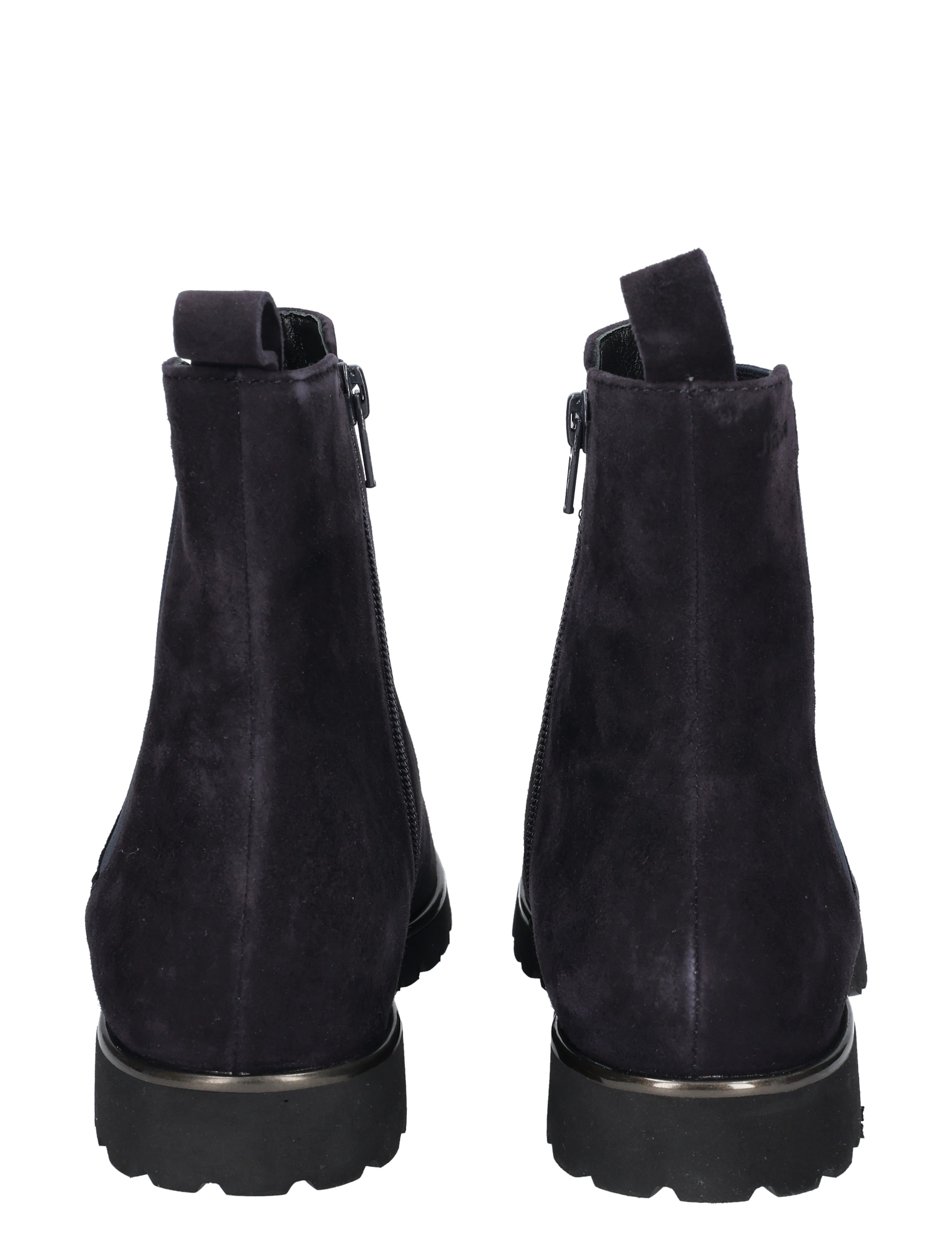 booties, ankle boots, black suede, zip closure, crew heel