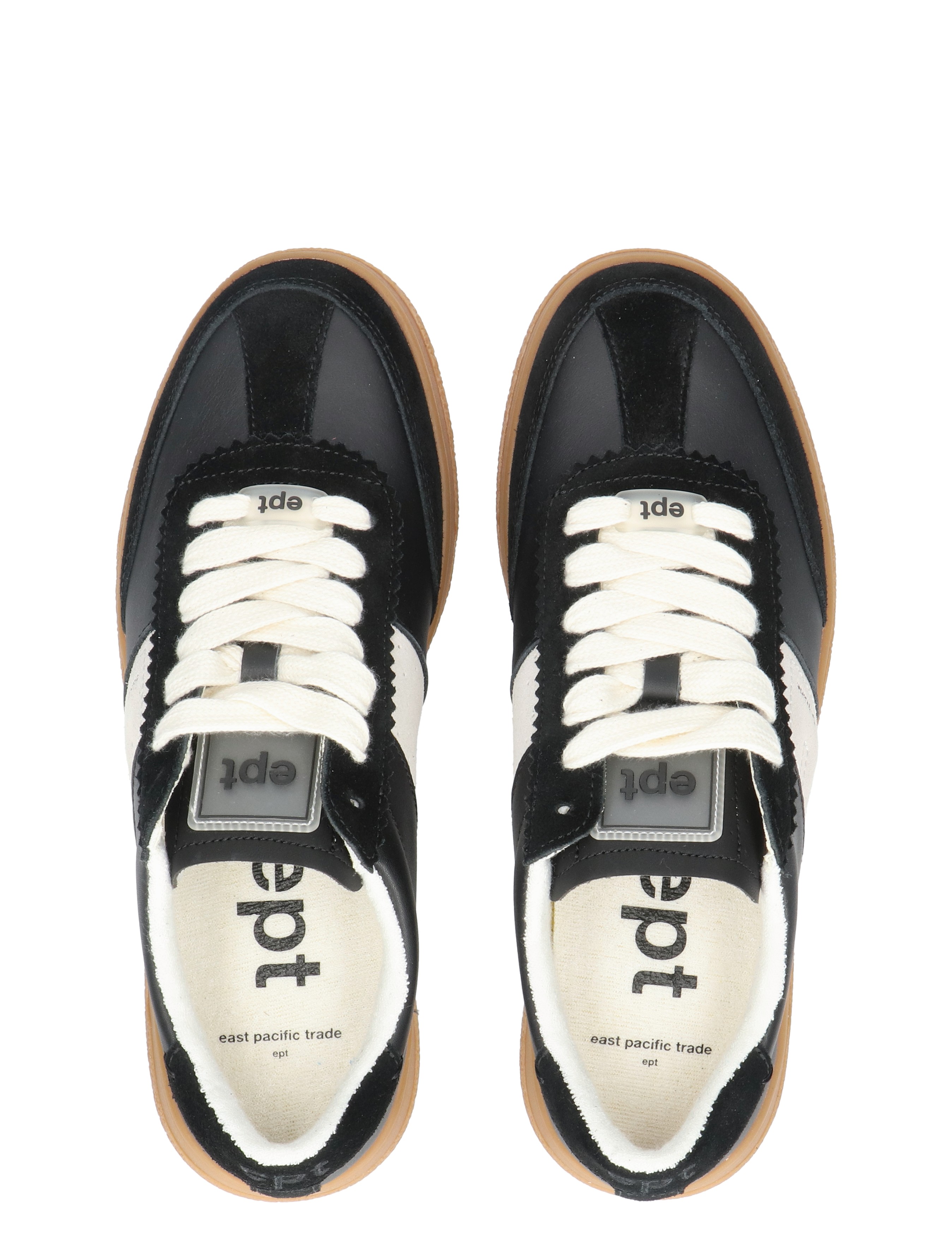 sneakers, lagedr, veters, kunstleren, zwart-wit