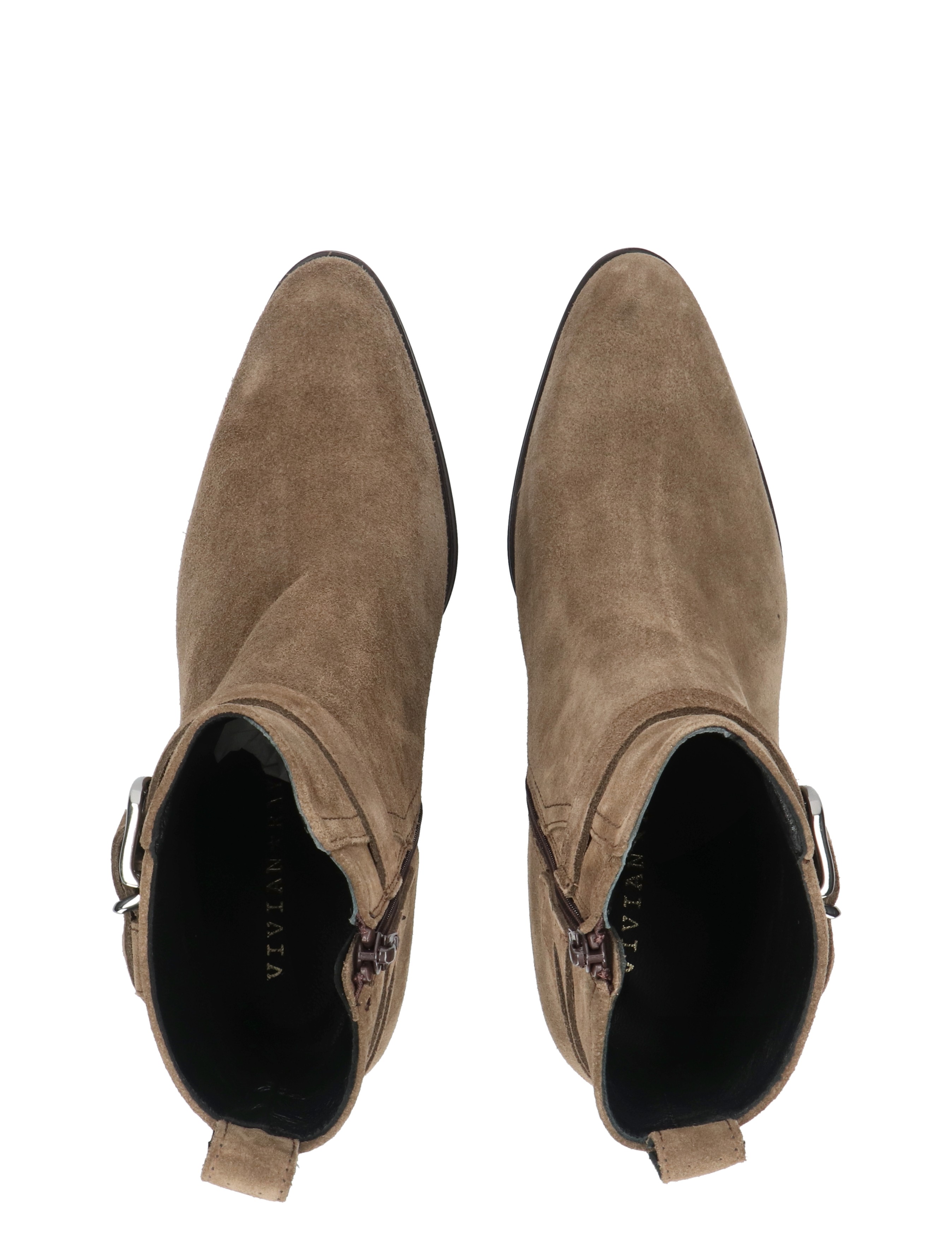 ankleboots, suede, brown, zipper, pull-tab