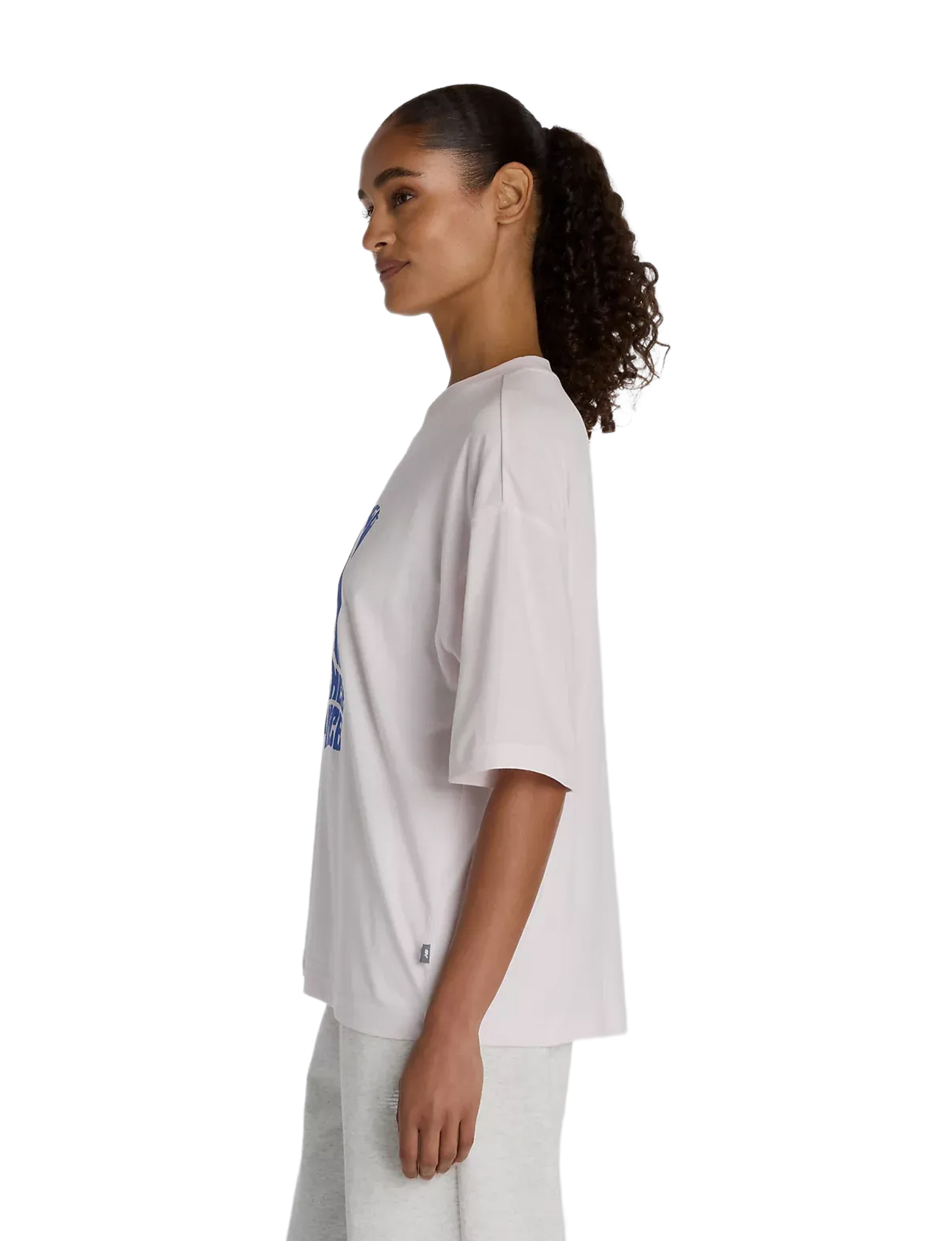 oversized tee, short sleeve, light pink, graphic print, cotton blend