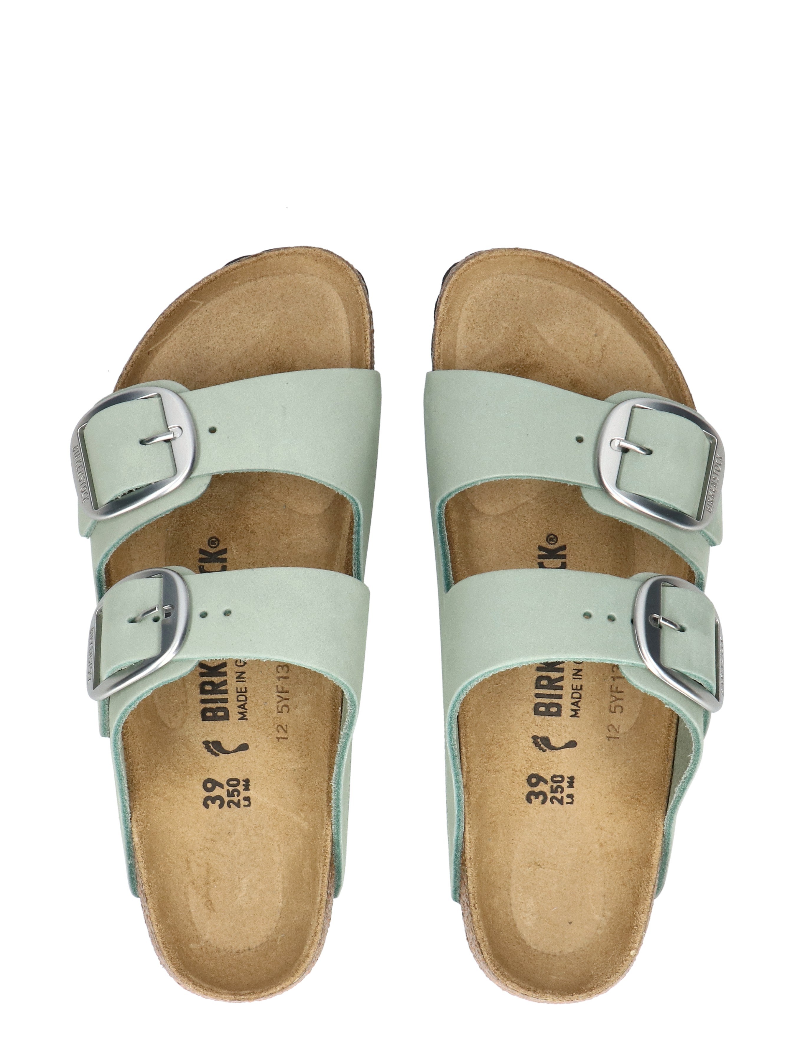 Birkenstock - Arizona Women Big Buckle Nubuck Pure Sage Narrow - Dames - Slippers - 49778_99_1