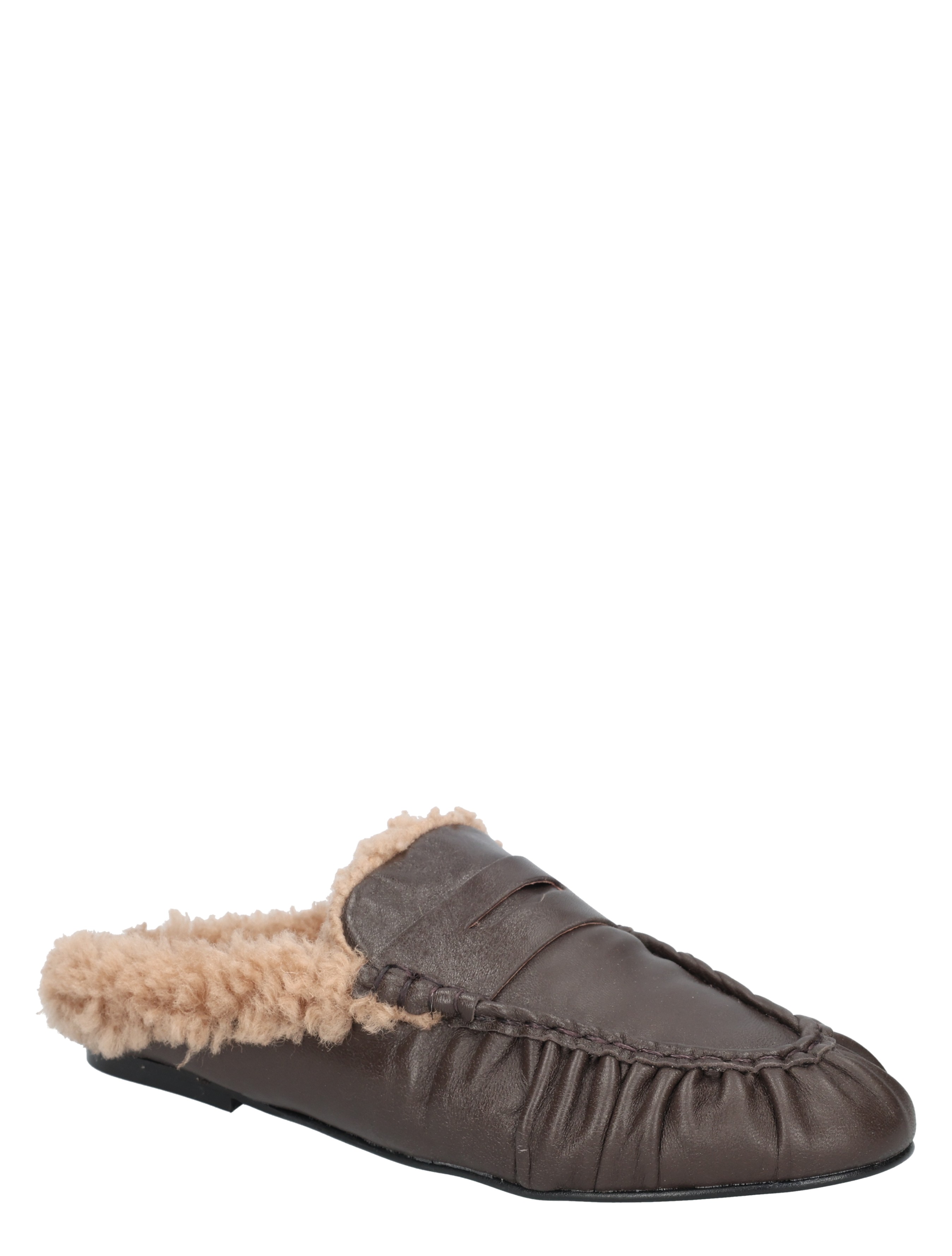 slipper, mocassin, dons, fluffy, bruine
