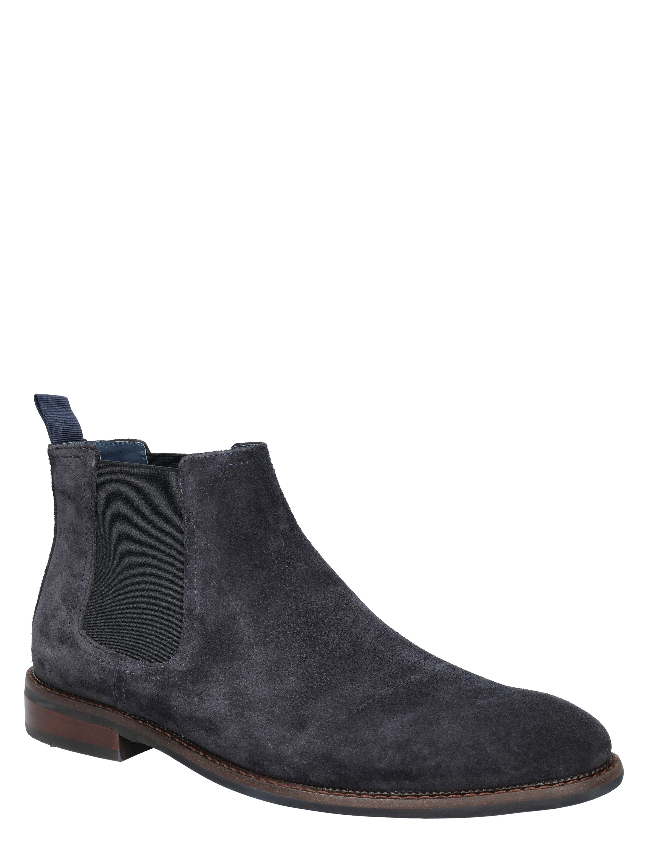 Chelsea boot, Suede, Donkerblauw, Elastische inzet, Leren zool