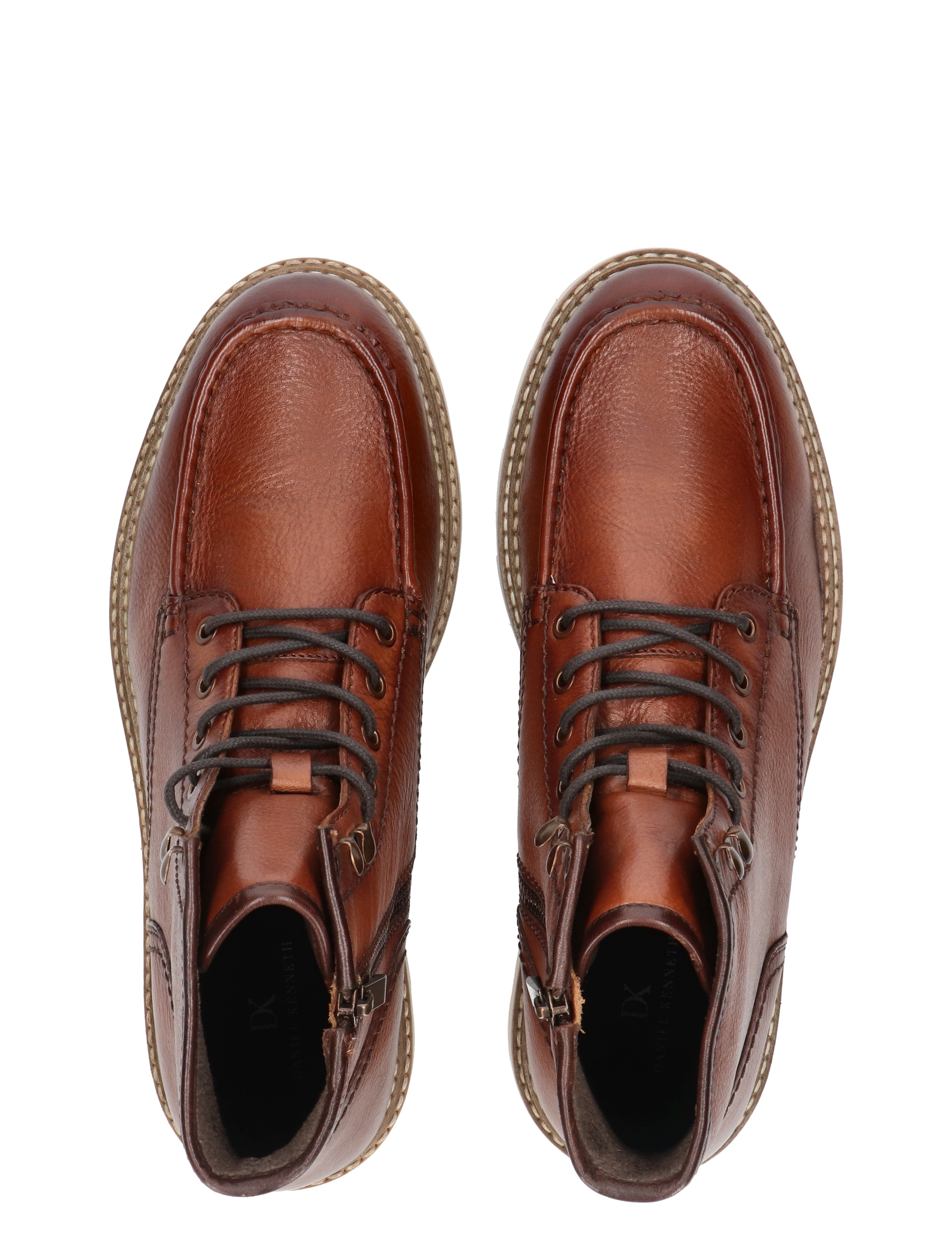 boot, leer, bruin, veters, enkellaarzen