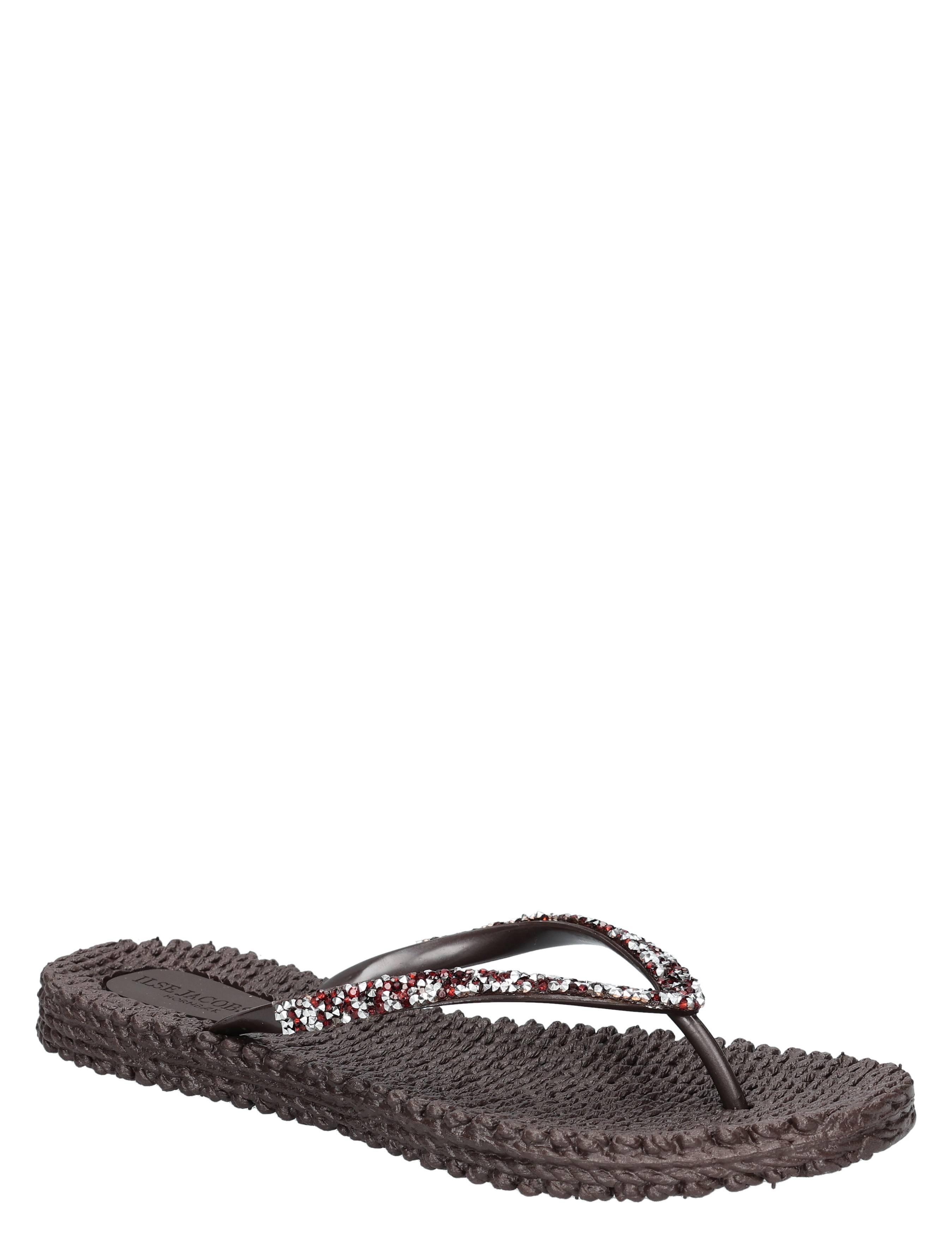 zwarte sandaal, flipflop, glitzers, sleek zool, rubberzool