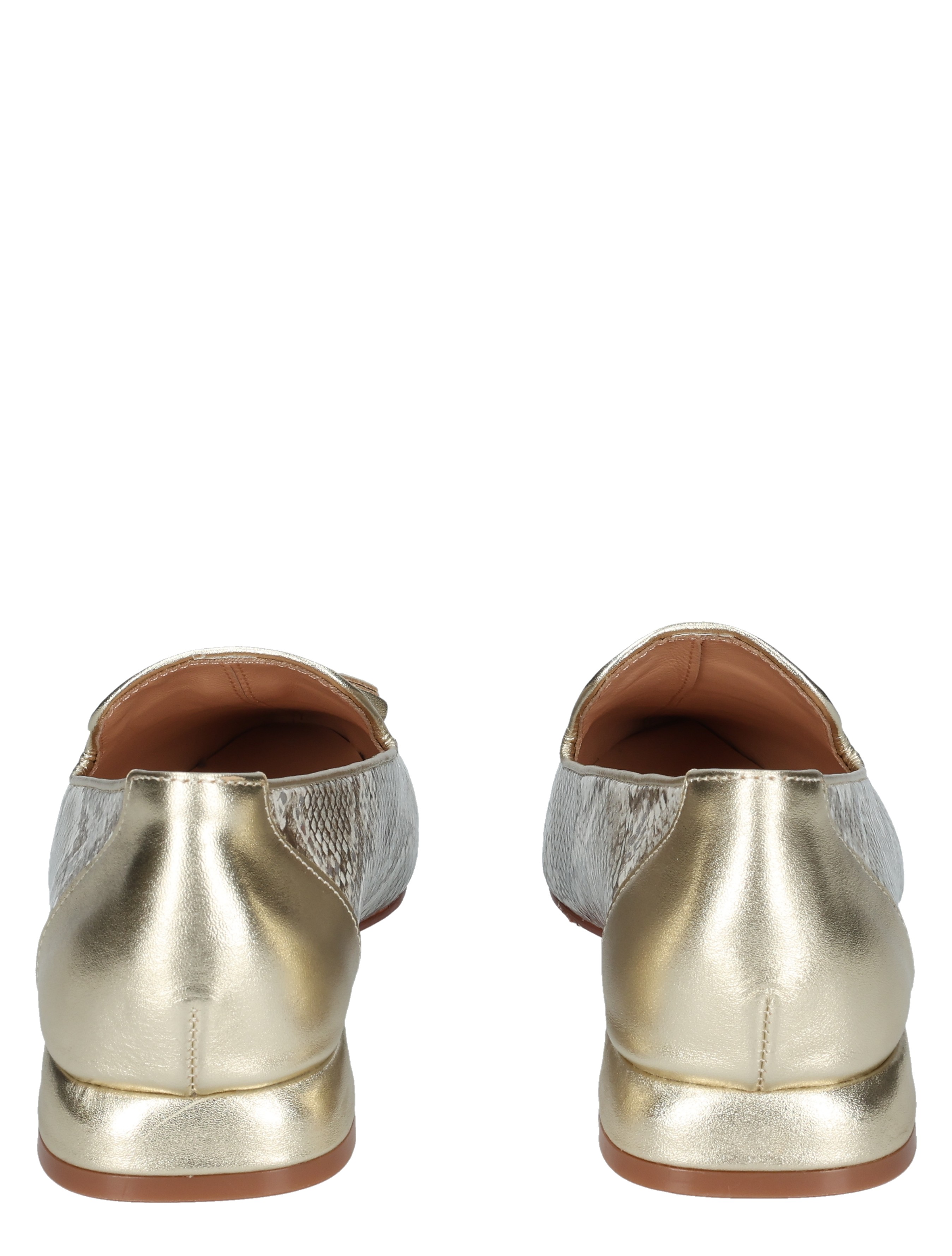 da slippers, golden heel, metallic finish, snake skin pattern, backview shoes