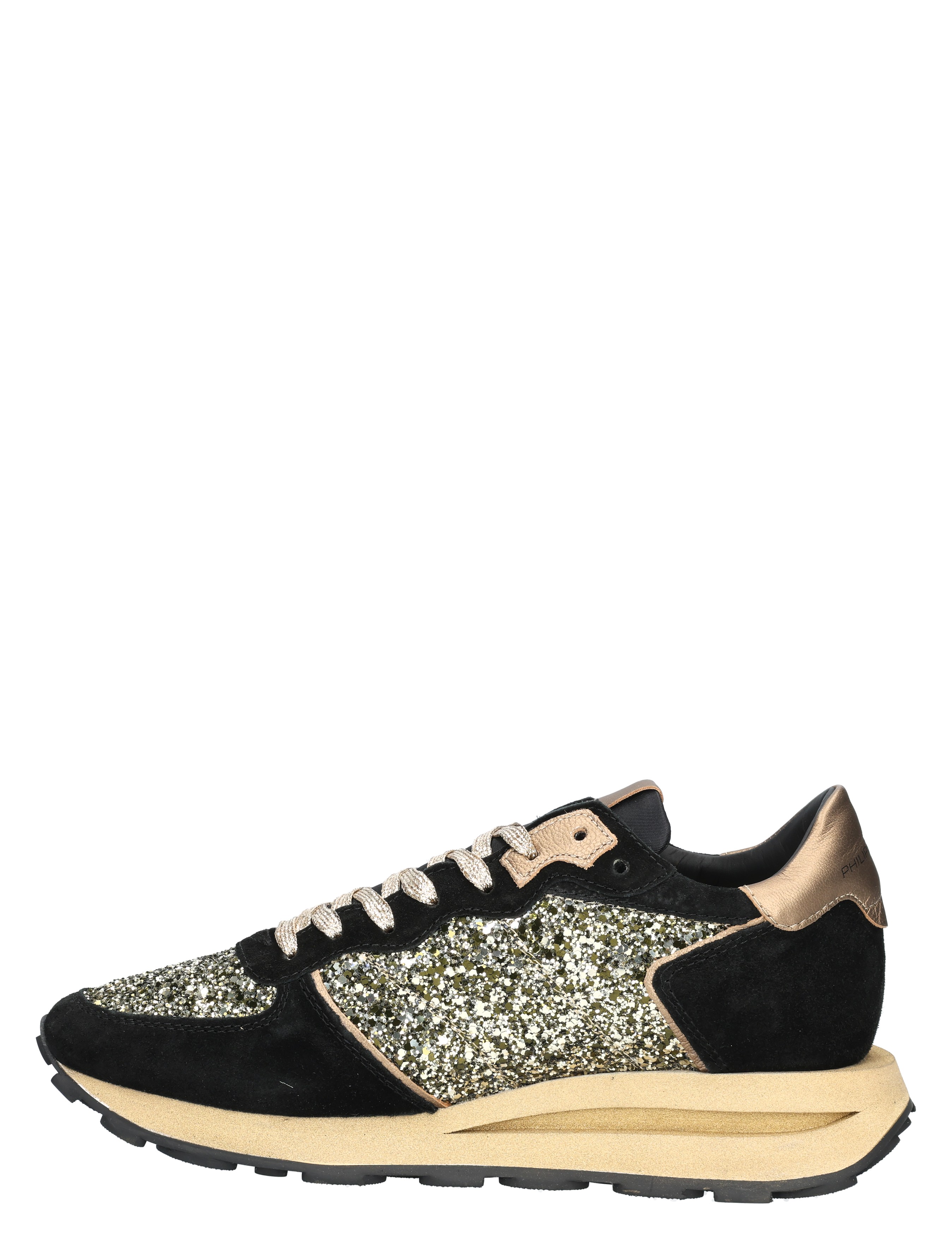 Philippe Model - TKLD Tropez Haute GD01 Glitter Daim Noir - Dames - Sneakers - Lage Sneakers - 49109_11_2