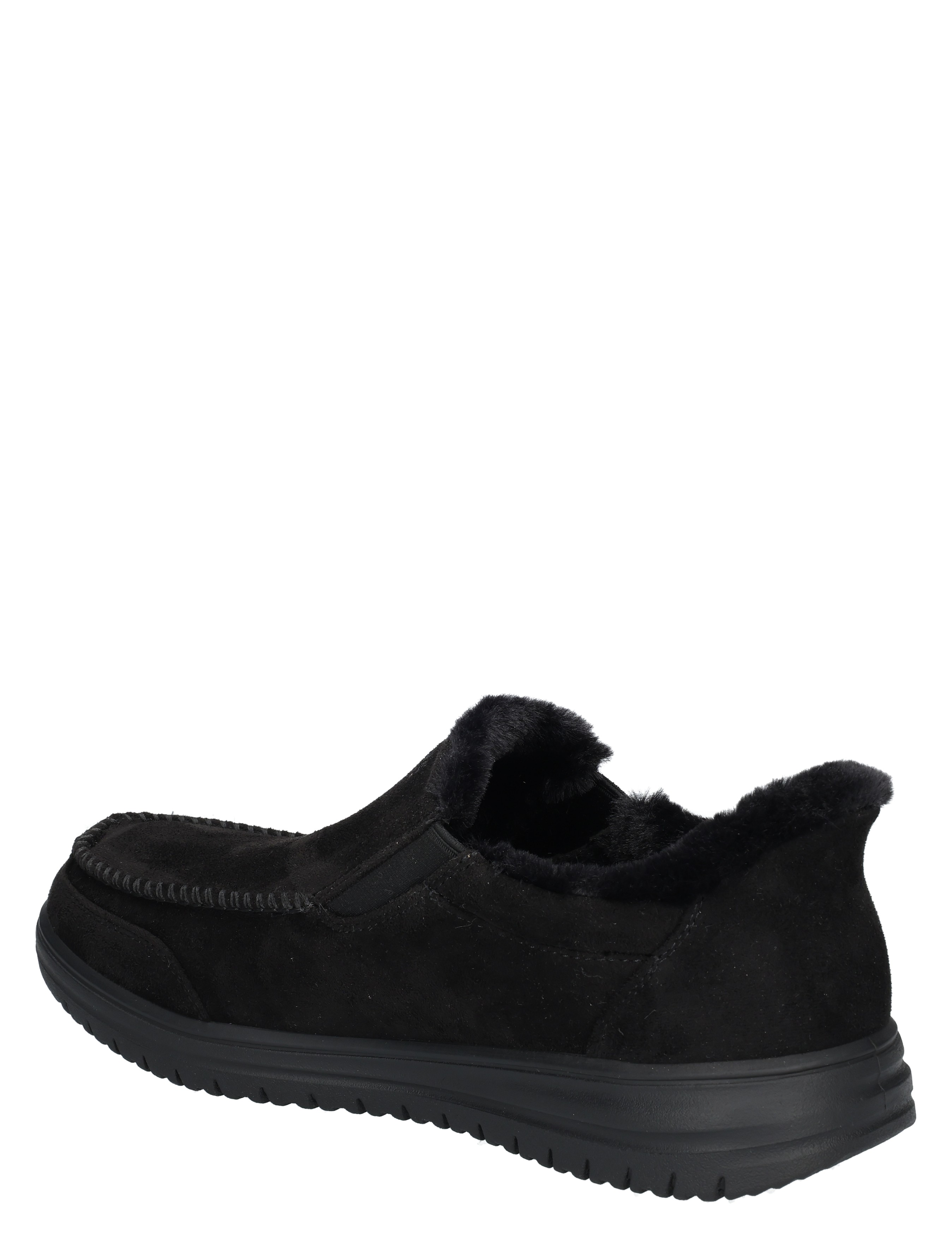 slippers, black, faux-fur, slip-on, soft-soled