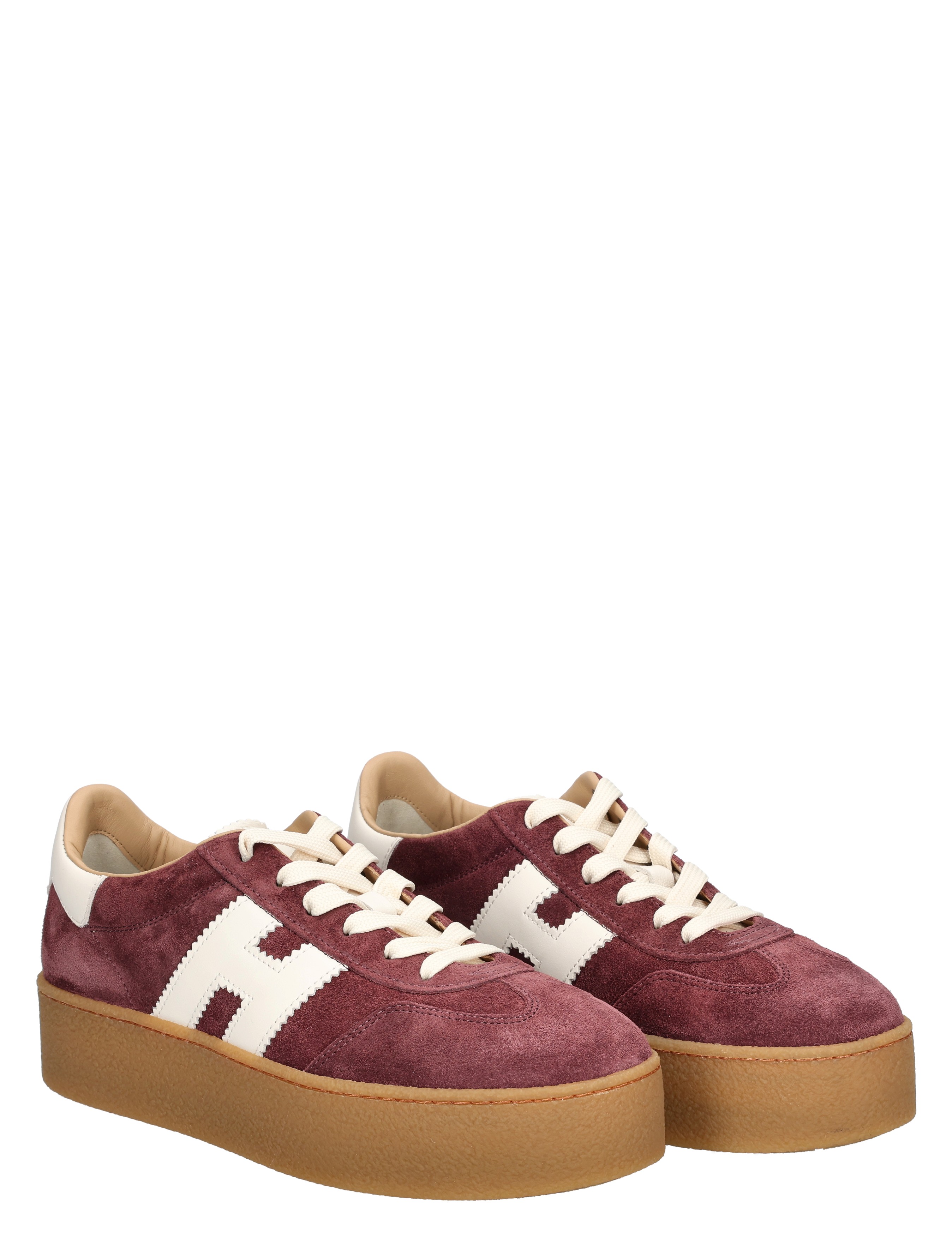 sneakers, suede, maroon, groeiend platform, witte stripe