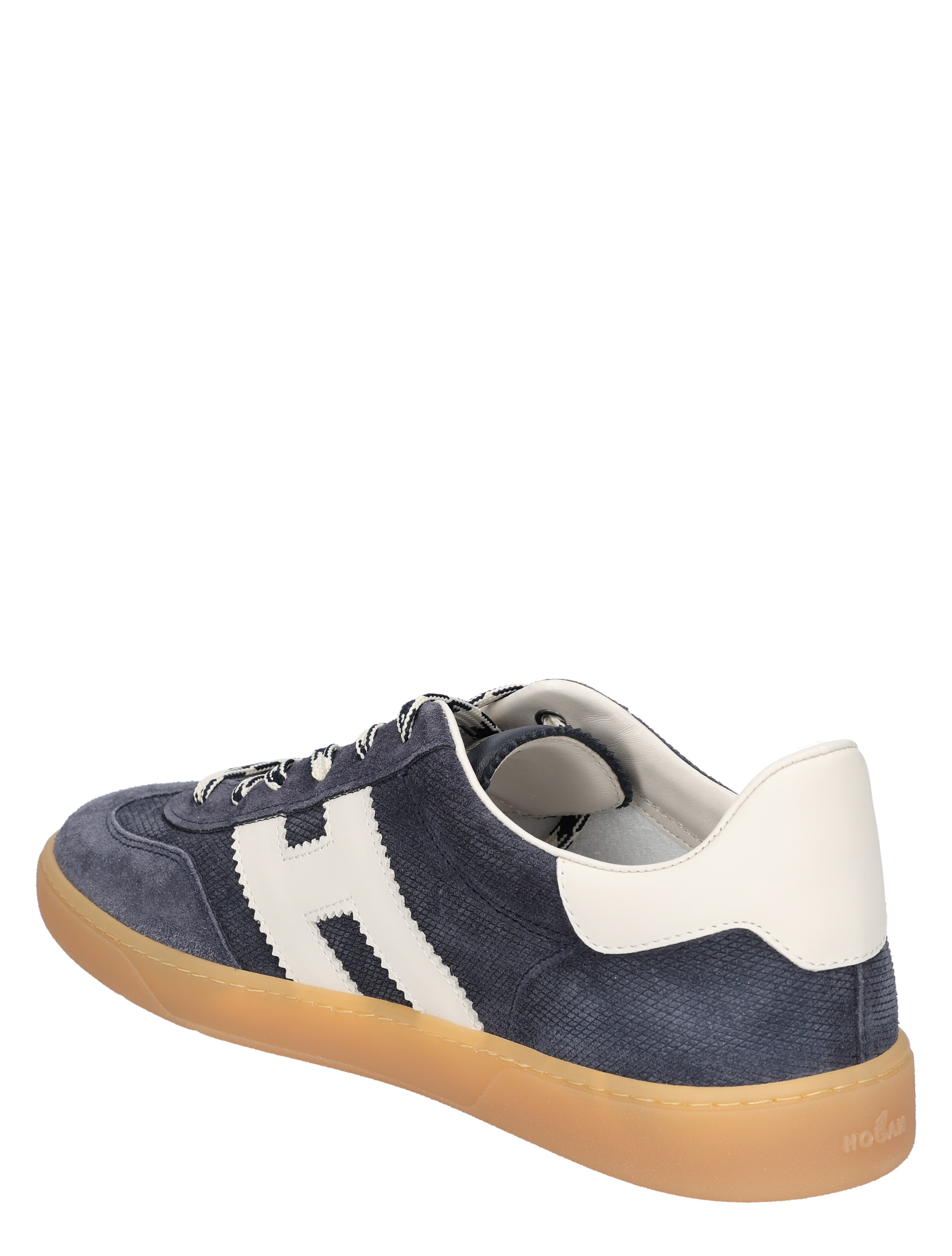 sneaker, casual shoe, blauw, witte hiel, gumhouten zool