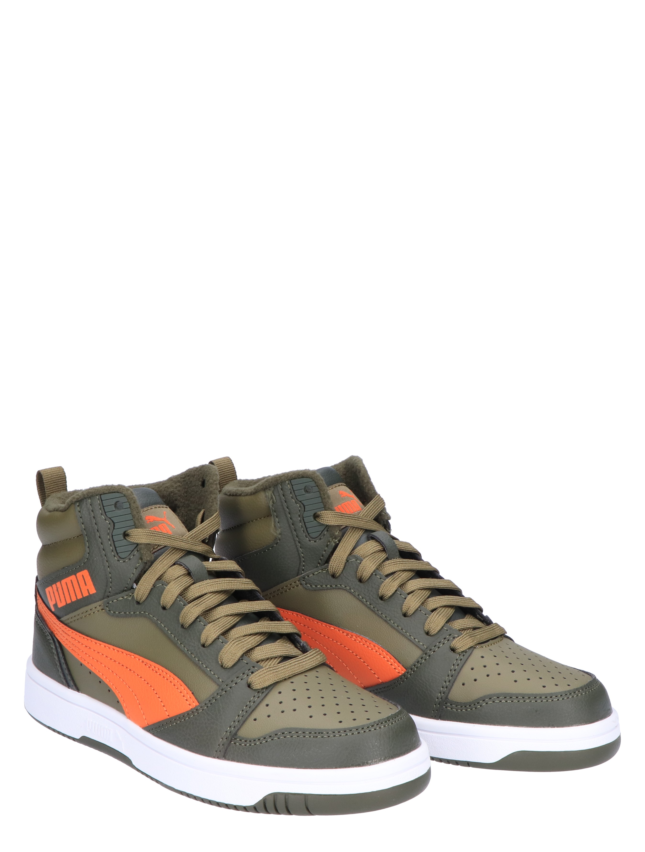 Puma - Rebound V6 Mid Wheater Jr Dark Olive Maple Syrup - Meisjes - Jongens - Sneakers - Sneakers - Hoge Sneakers - Hoge Sneakers - 44966_66_5