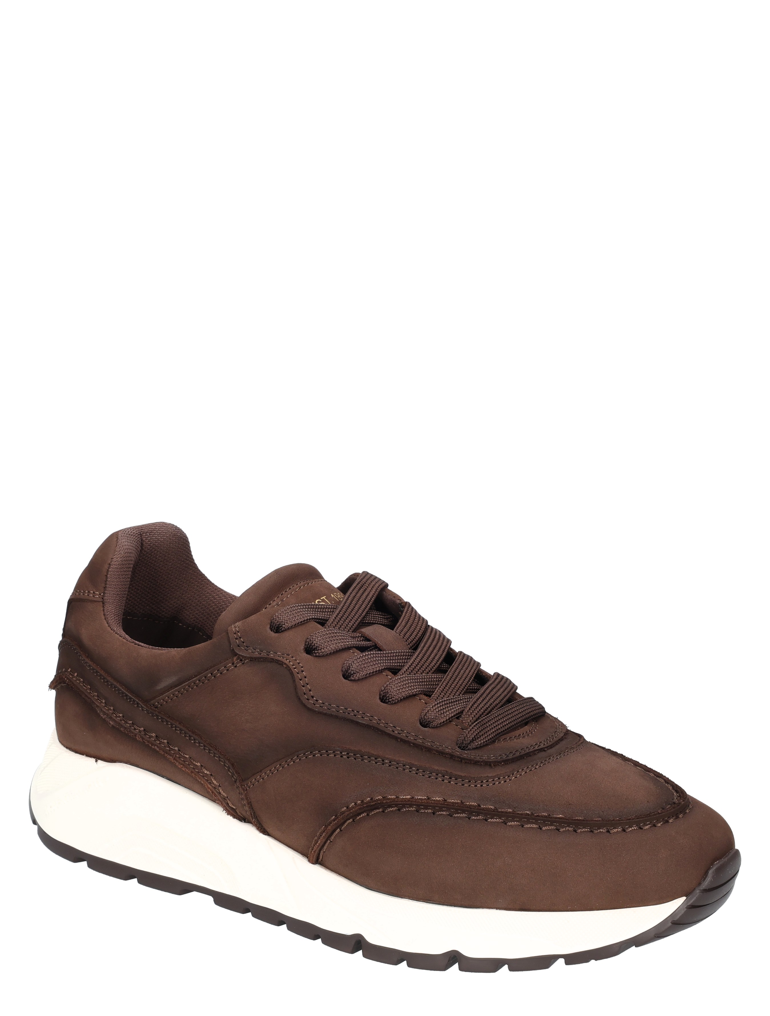 sportschoenen, bruine sneaker, luxe casual, wedge sole, lederen upper