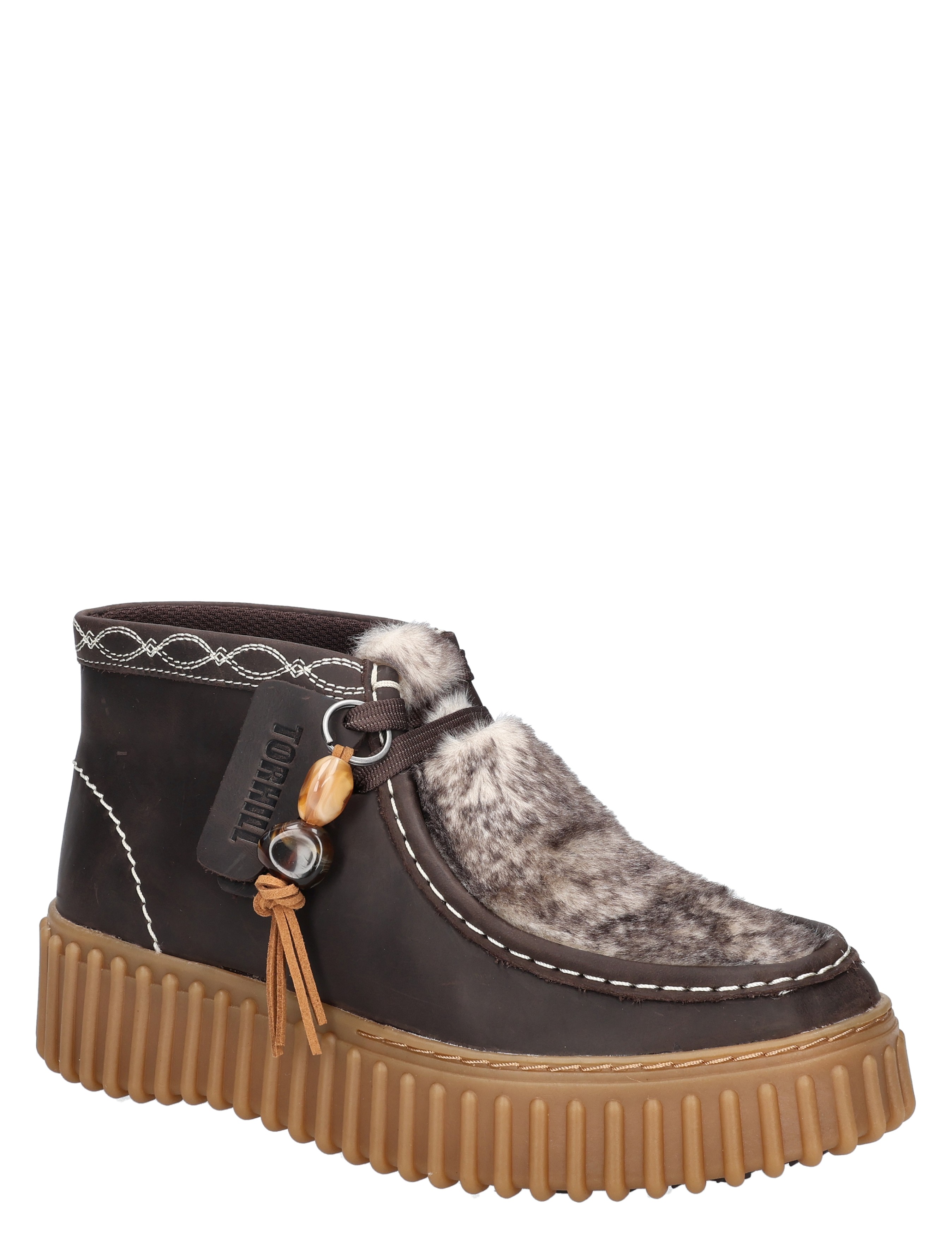 boot, ankle boot, fur, shearling, platform sole