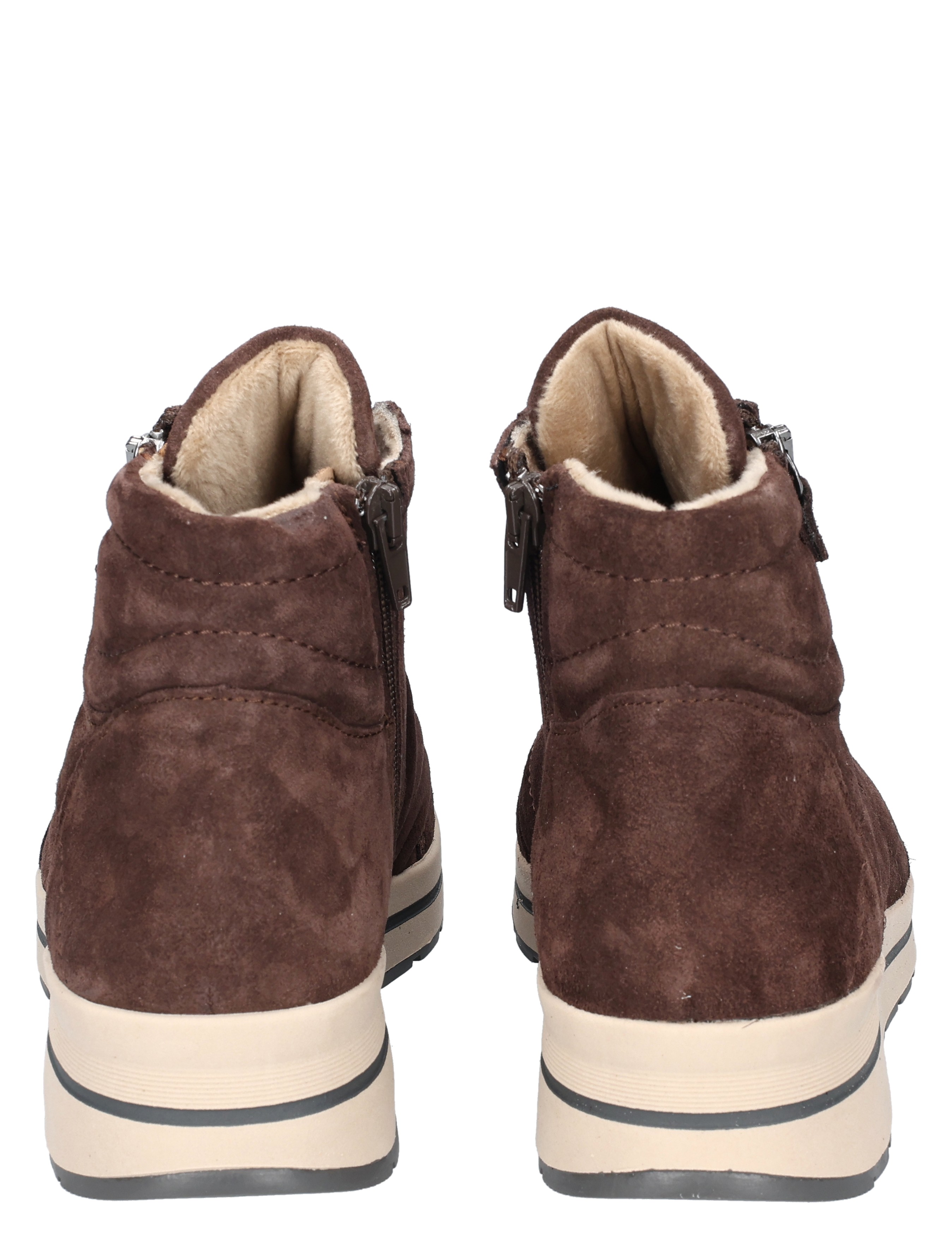 bruine boots, suede, warme voering, zijsnits, wedge zool