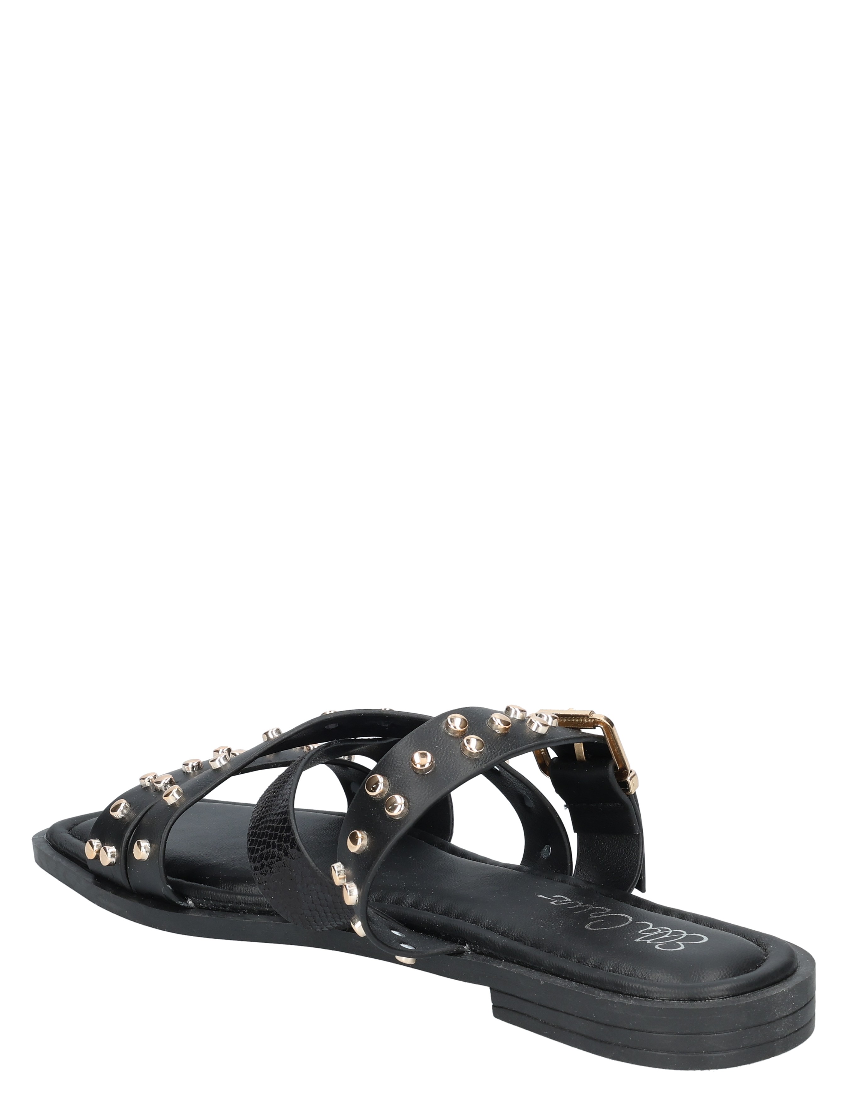 sandalen, zwarte sandalen, studs, bandjes, ebene zool