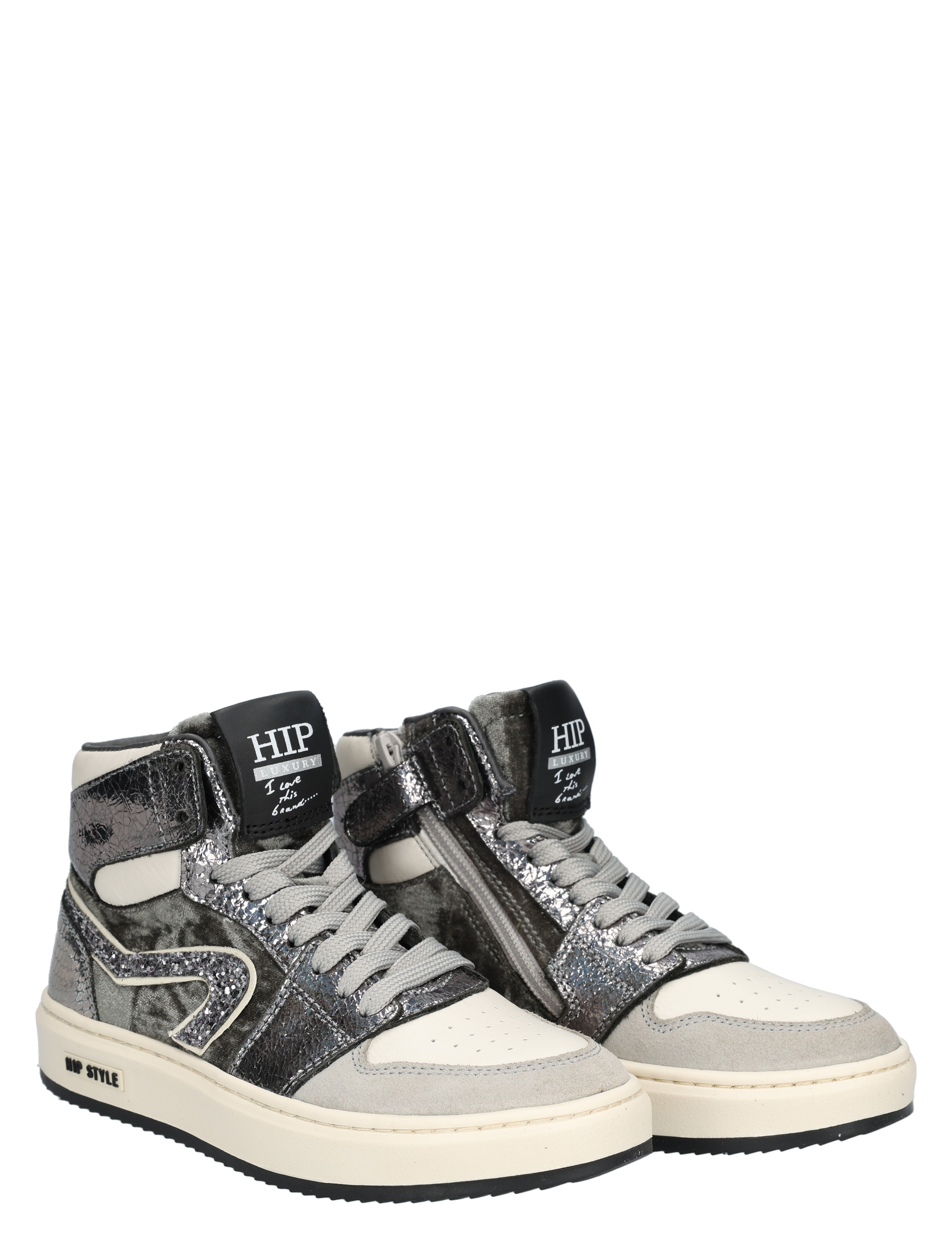 Hip - H1765 Silver Combi - Meisjes - Sneakers - Hoge Sneakers - 49272_54_5