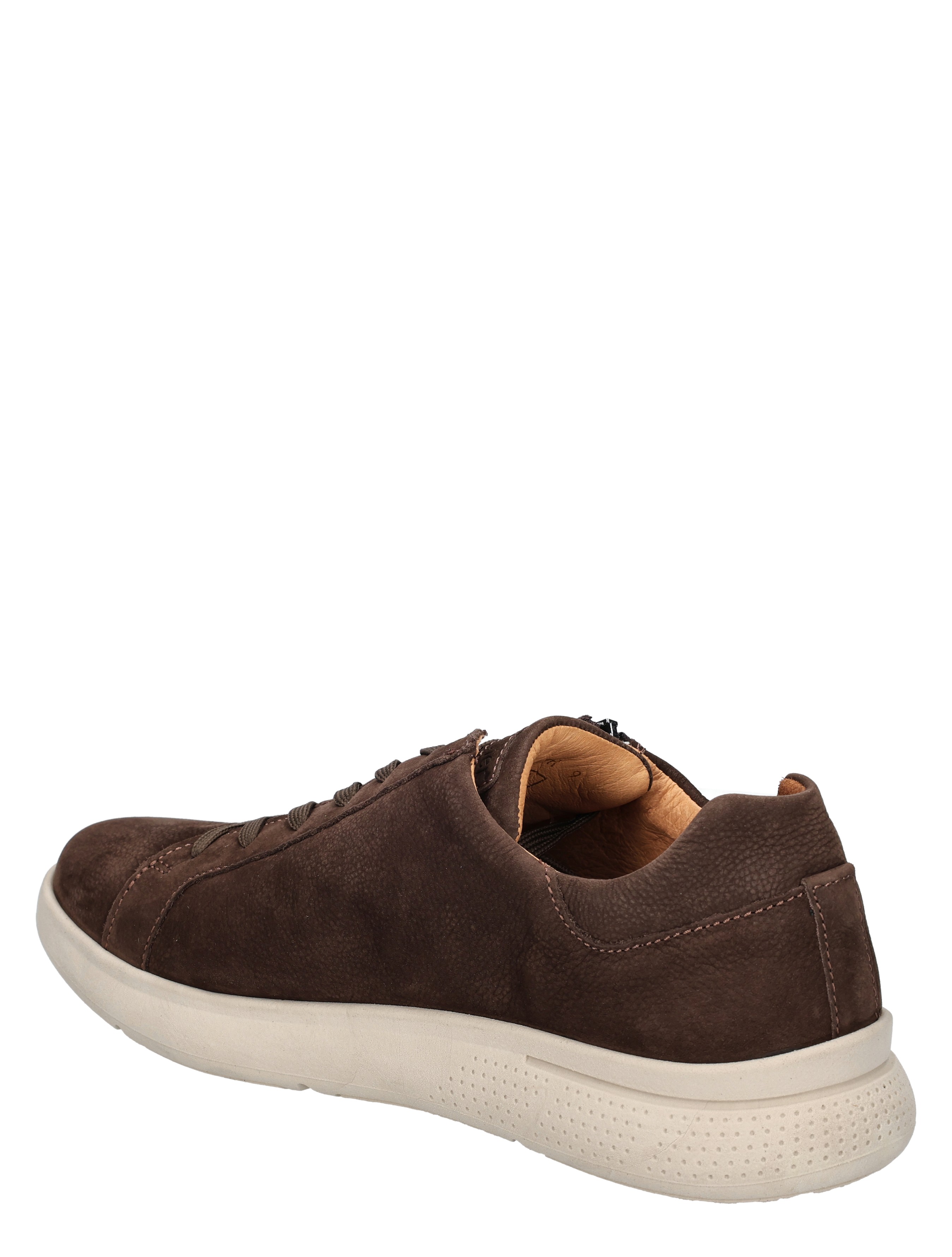 sneaker, bruine schoenen, leer, casual, witte zool