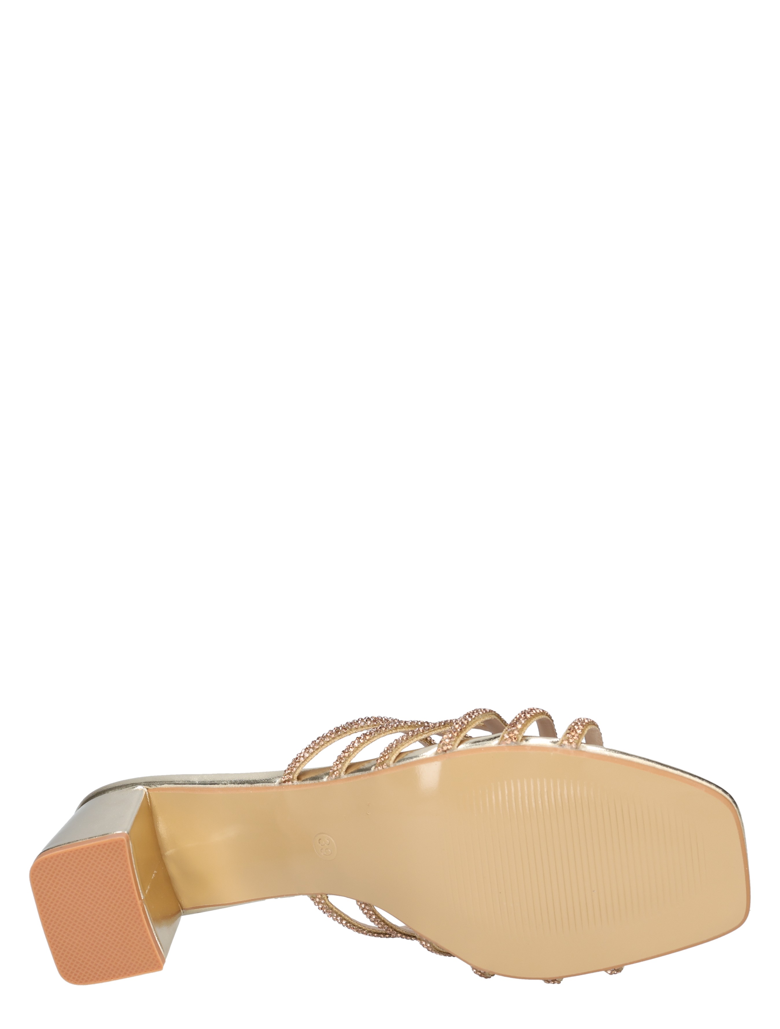 platforms, klomp, slipper, blokhak, decolleté, goud, bandjes, hak