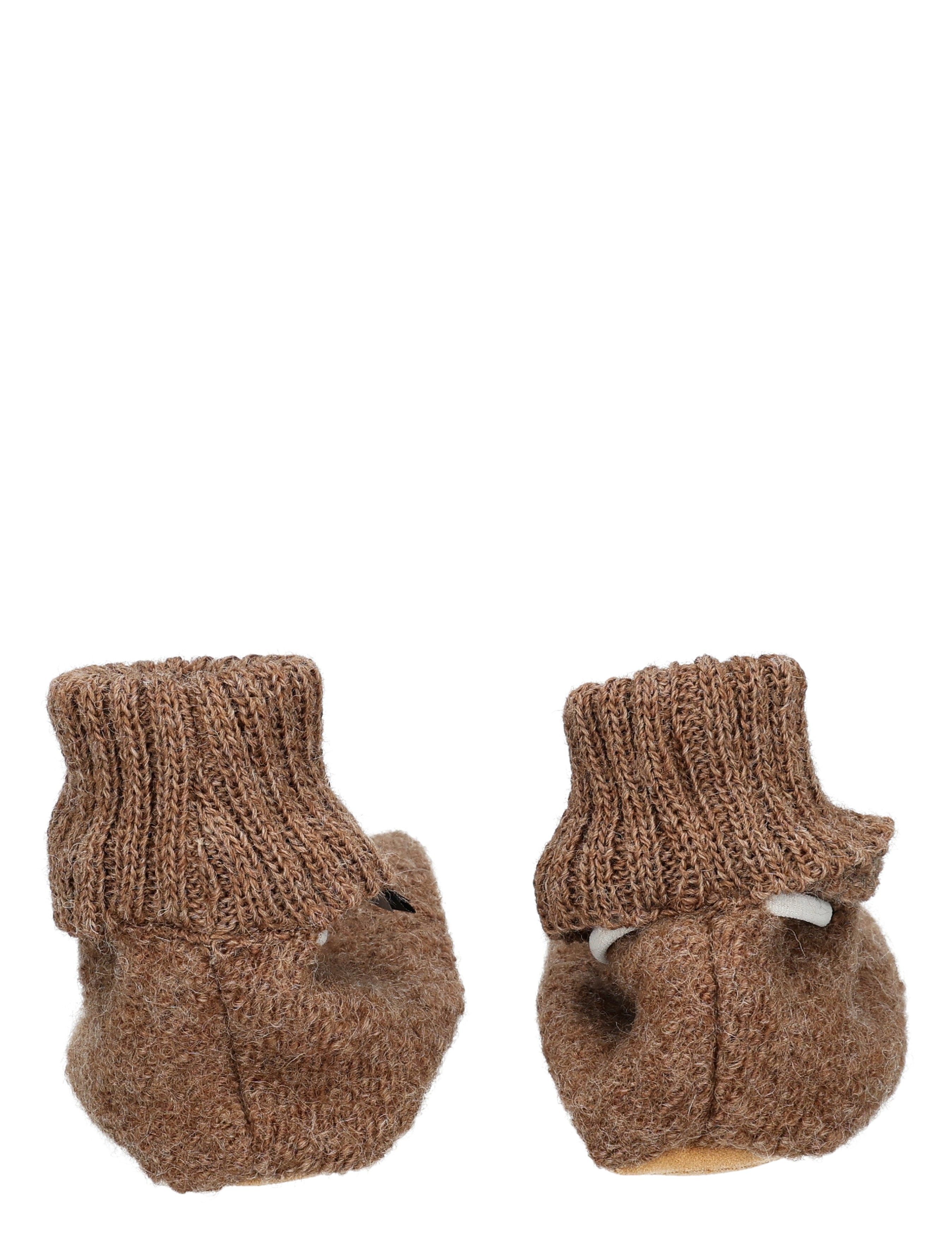 baby schoenen, gebreide sloffen, bruin, slippers, draden textiel