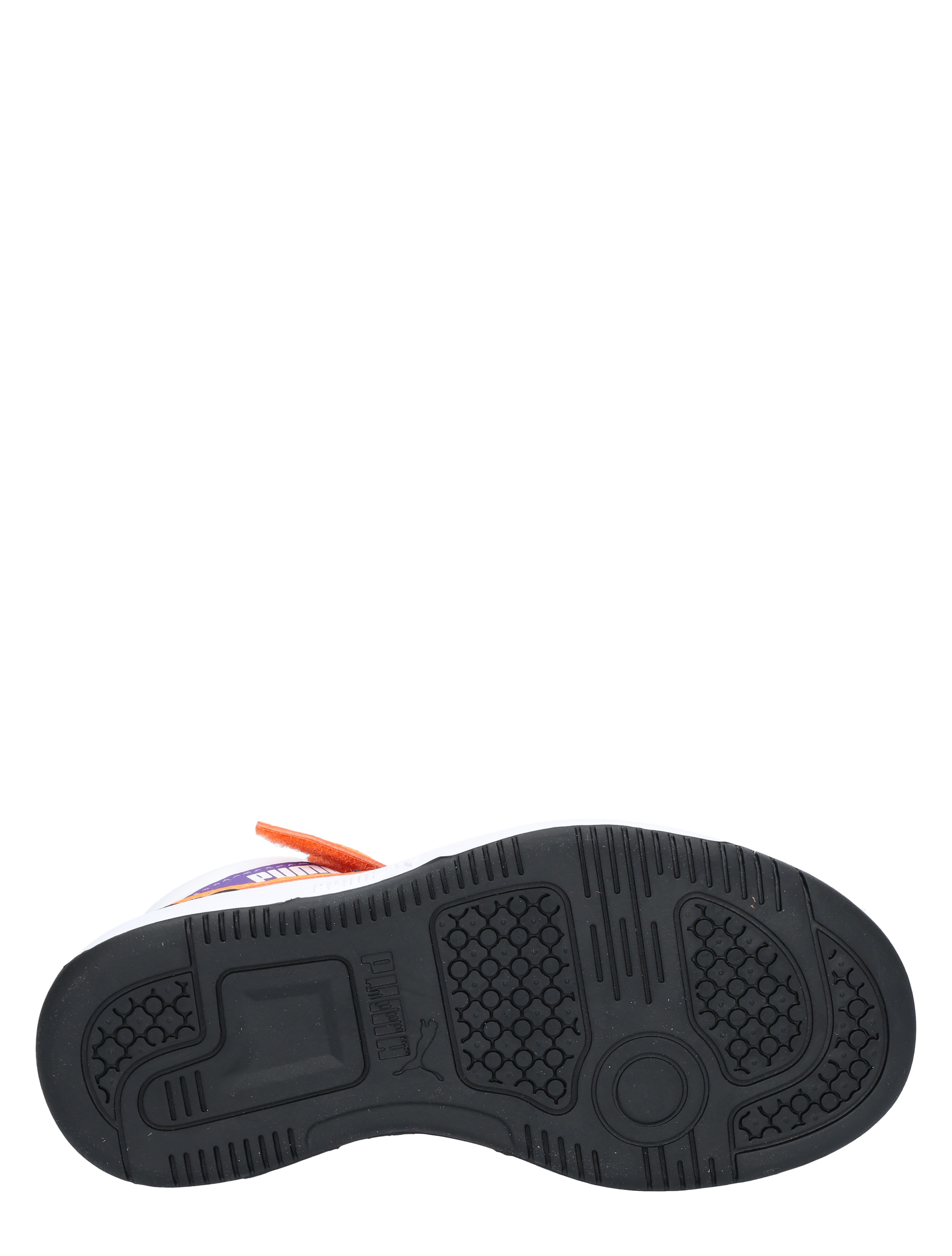 Puma - Rebound V6 Mid Velcro 34 White Orange Black - Meisjes - Lage Sneakers - Sneakers - 48077_84_8