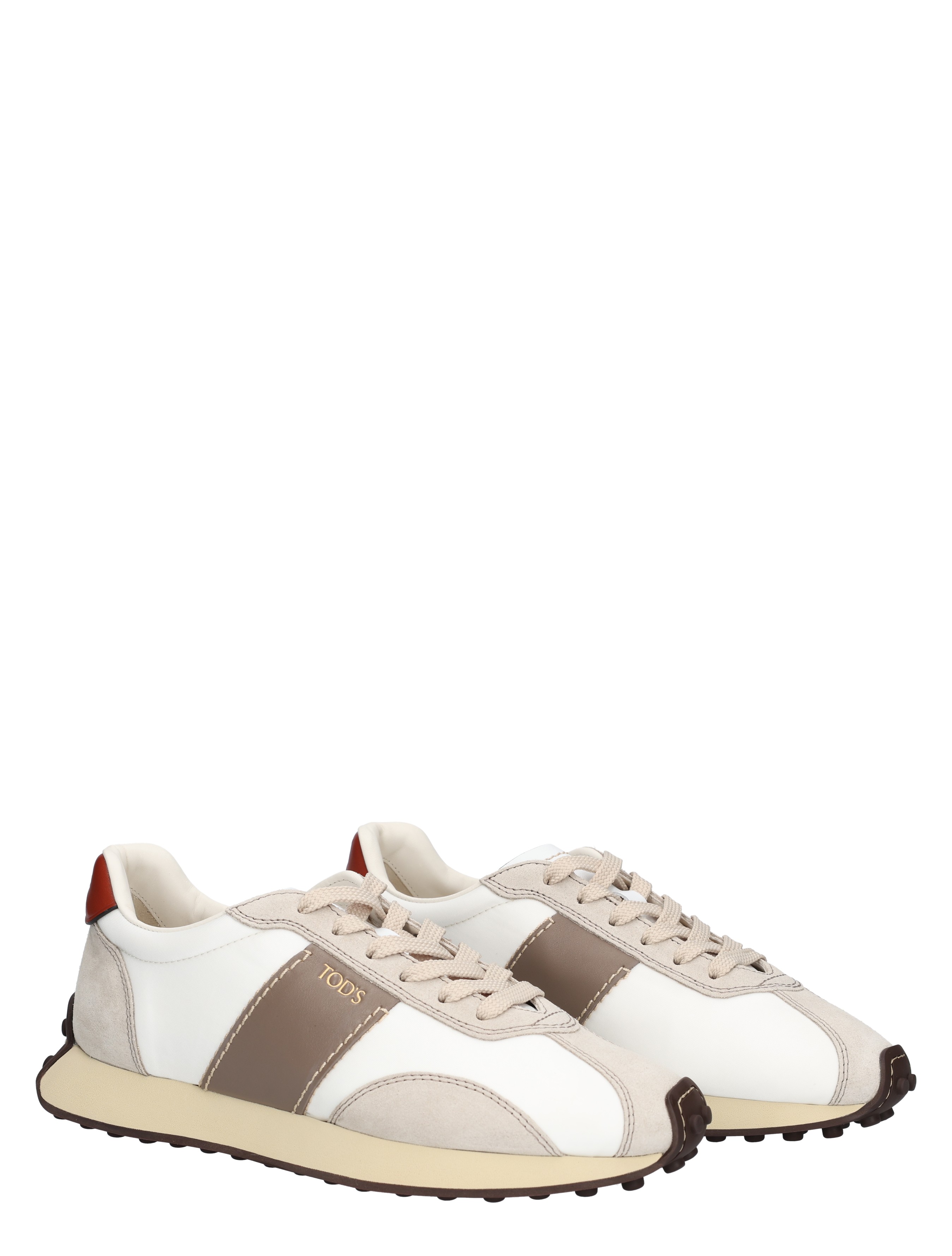 Tods - T Vintage Sneakers in Leather White Brown - Sneakers - Dames - Lage Sneakers - 48406_82_5