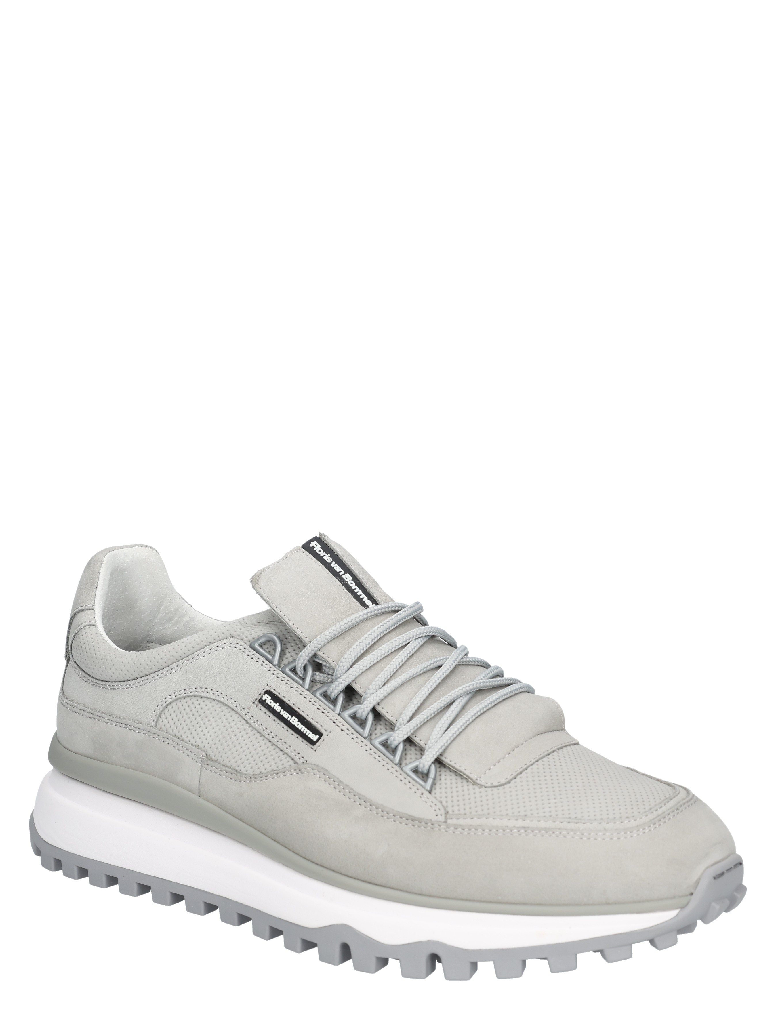 sneaker, grijze sneaker, luxe leren, perforaties, witte zool