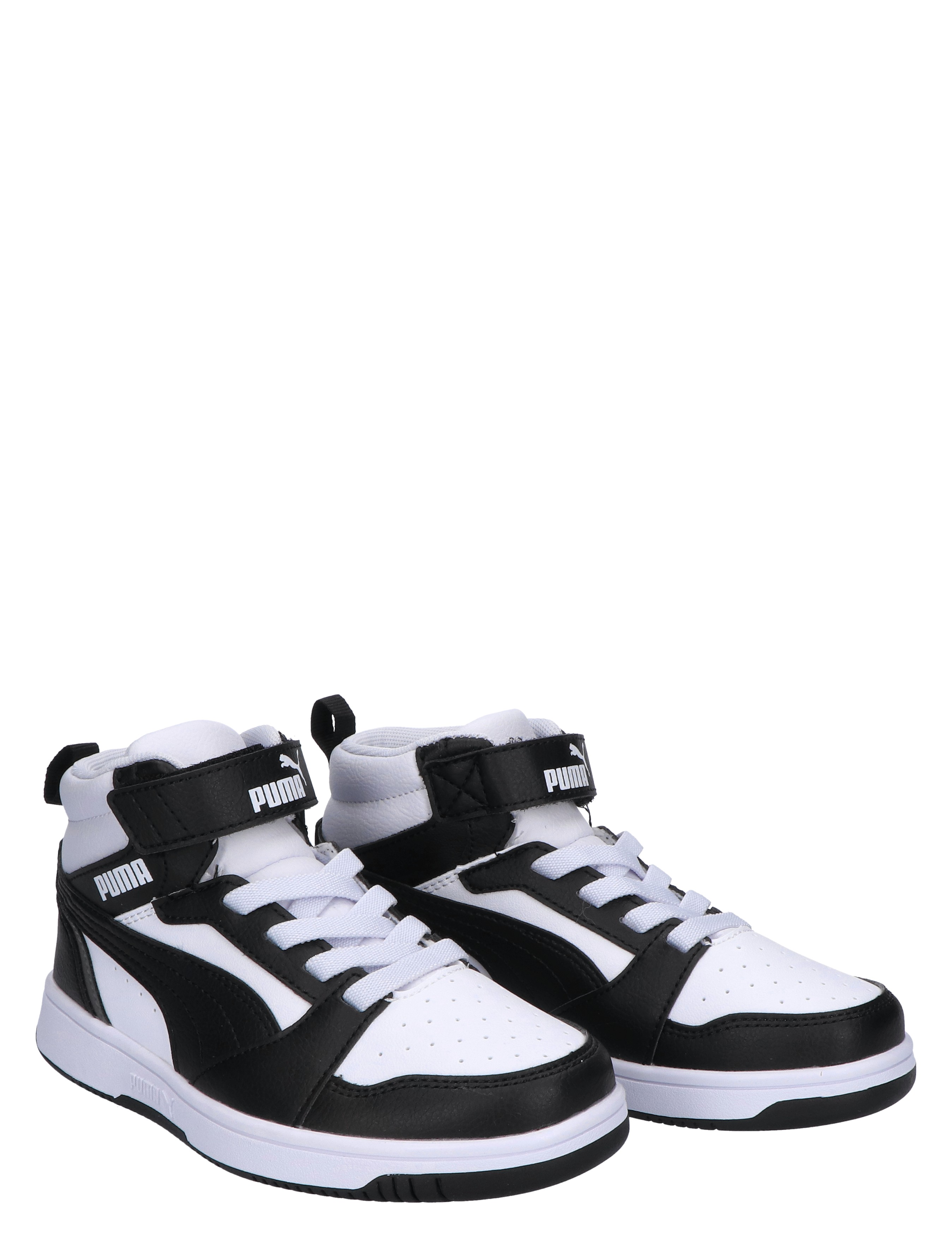 Puma - Rebound V6 Mid Basket Velcro White Black Grey - Meisjes - Jongens - Sneakers - Sneakers - Hoge Sneakers - Hoge Sneakers - 44970_81_5