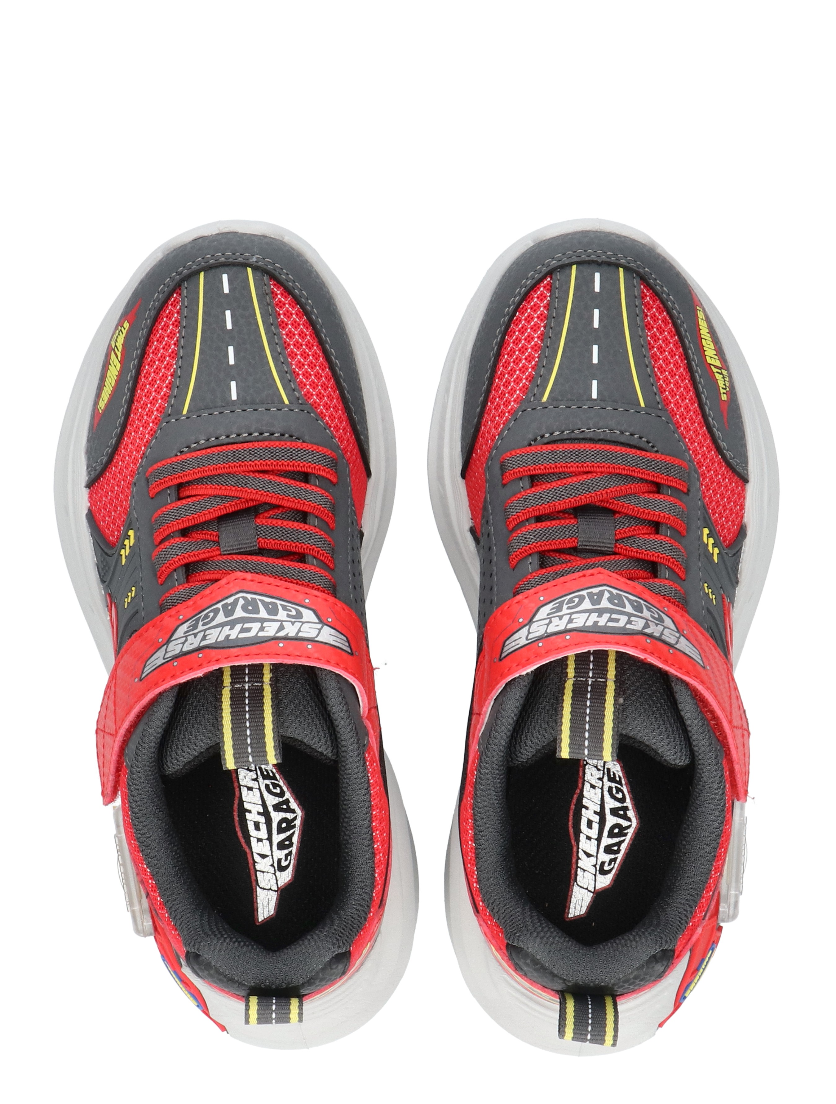 kinder sneaker, sportschoen, neon rood, mesh stof, print/strap