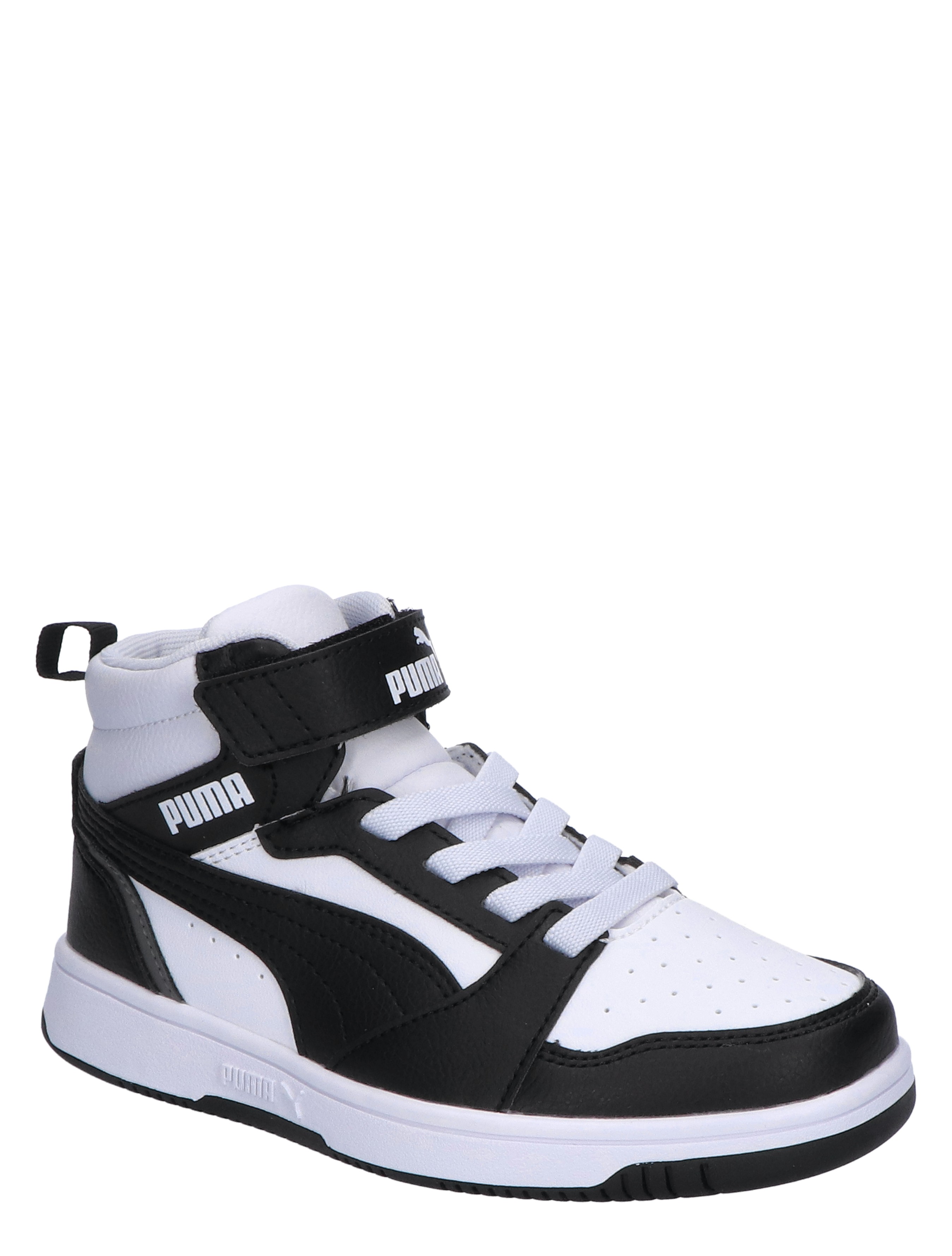 Puma - Rebound V6 Mid Basket Velcro White Black Grey - Meisjes - Jongens - Sneakers - Sneakers - Hoge Sneakers - Hoge Sneakers - 44970_81_3