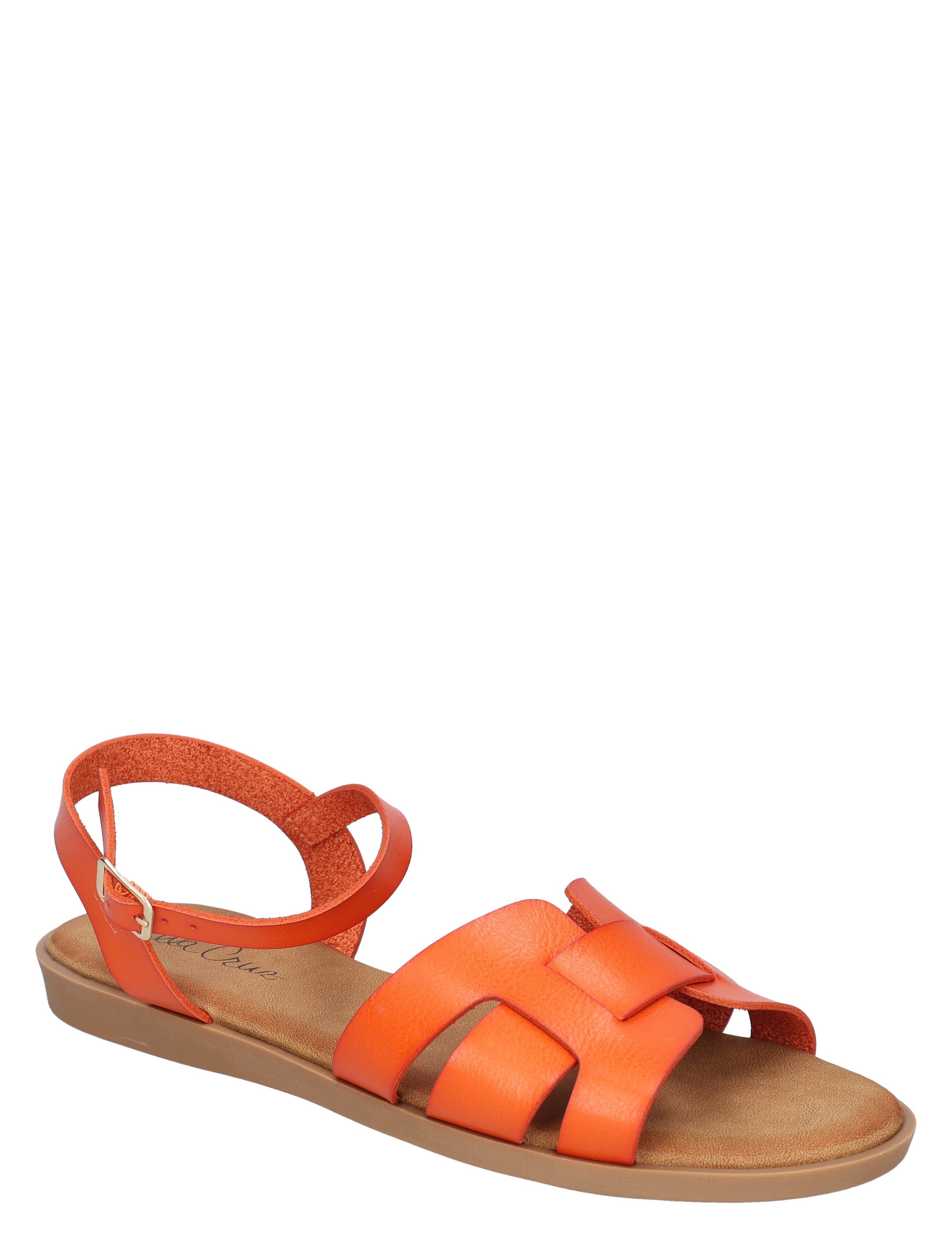 sandal, orange, flat, strappy, toe-open
