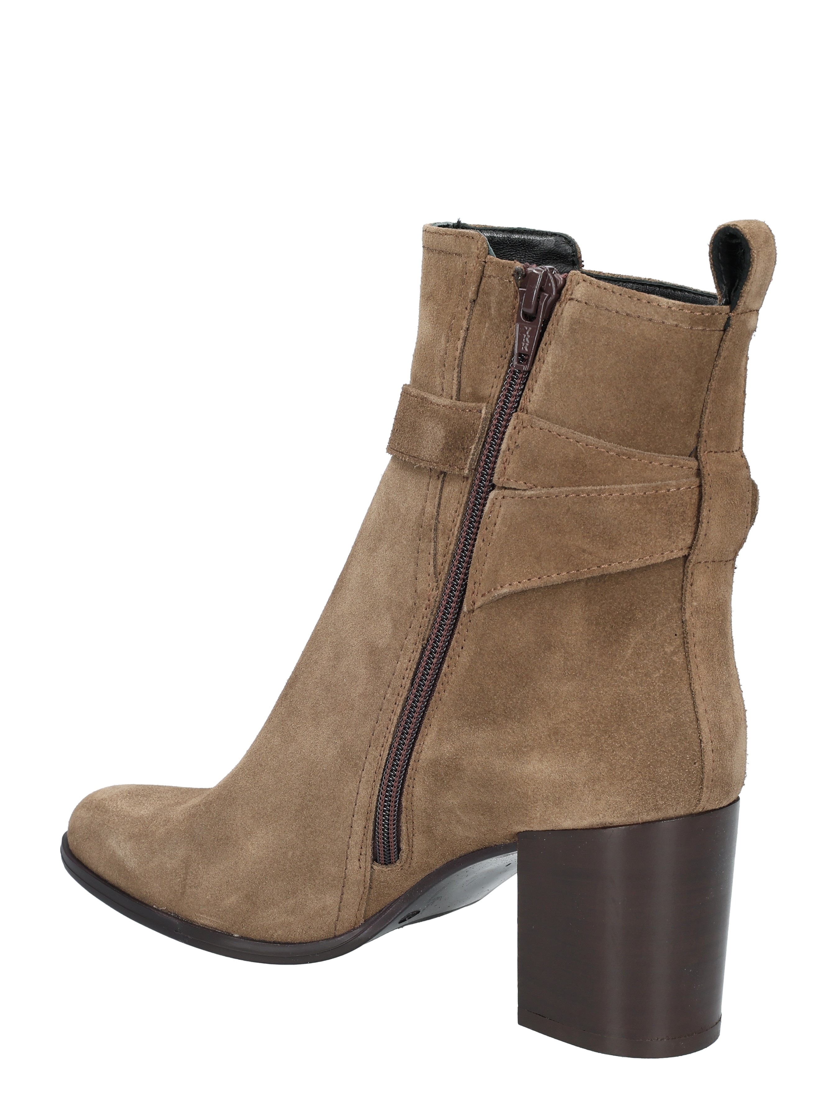 laars, ankleboot, suede, randen, hiel, ritssluiting