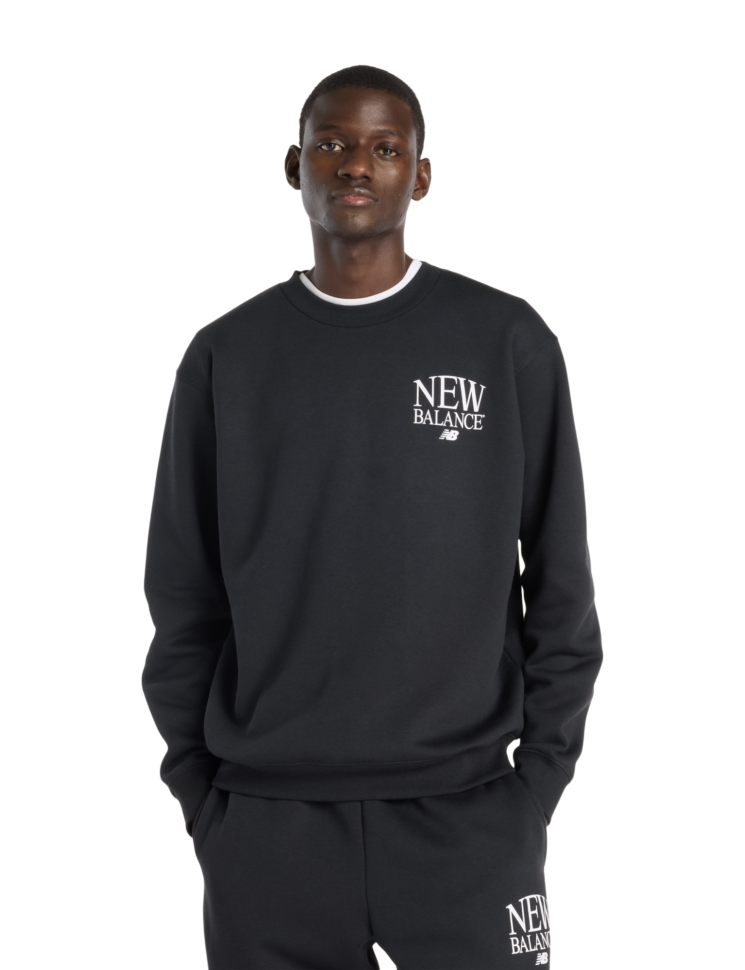 New Balance - Reimagined Fleece Crew Men Black - Heren - Truien & Sweaters - 49634_11_1