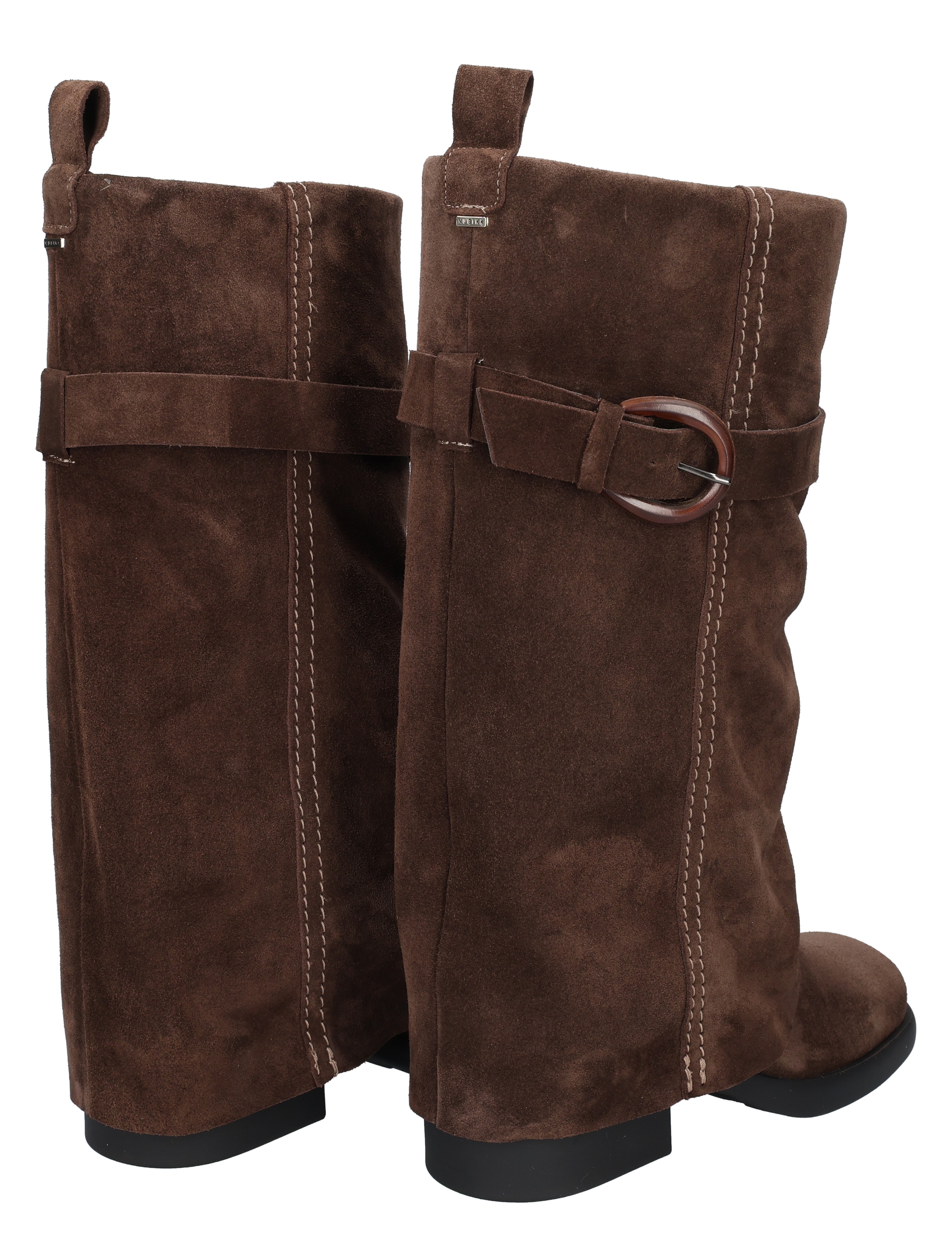 hoge laarzen, bruine suede, kniehoge laars, riempje, durable zool