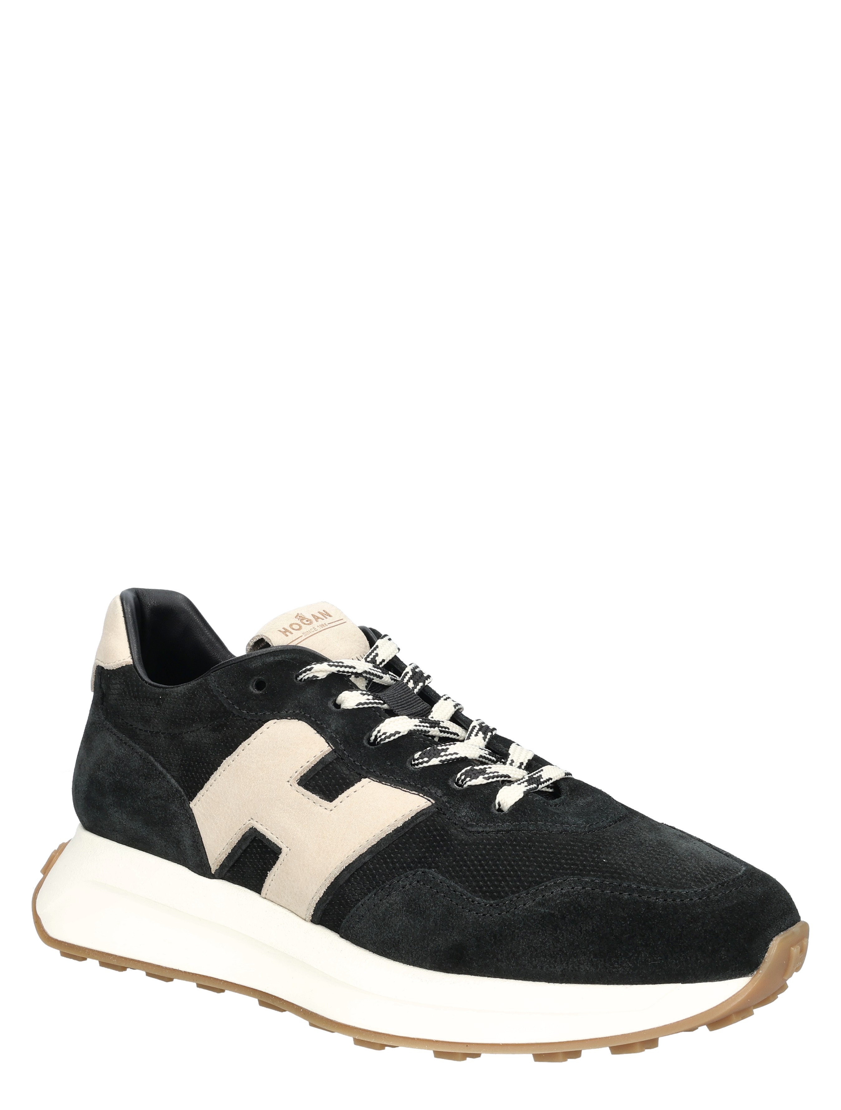 sneaker, schoenen, suede, zwart, witte zolen