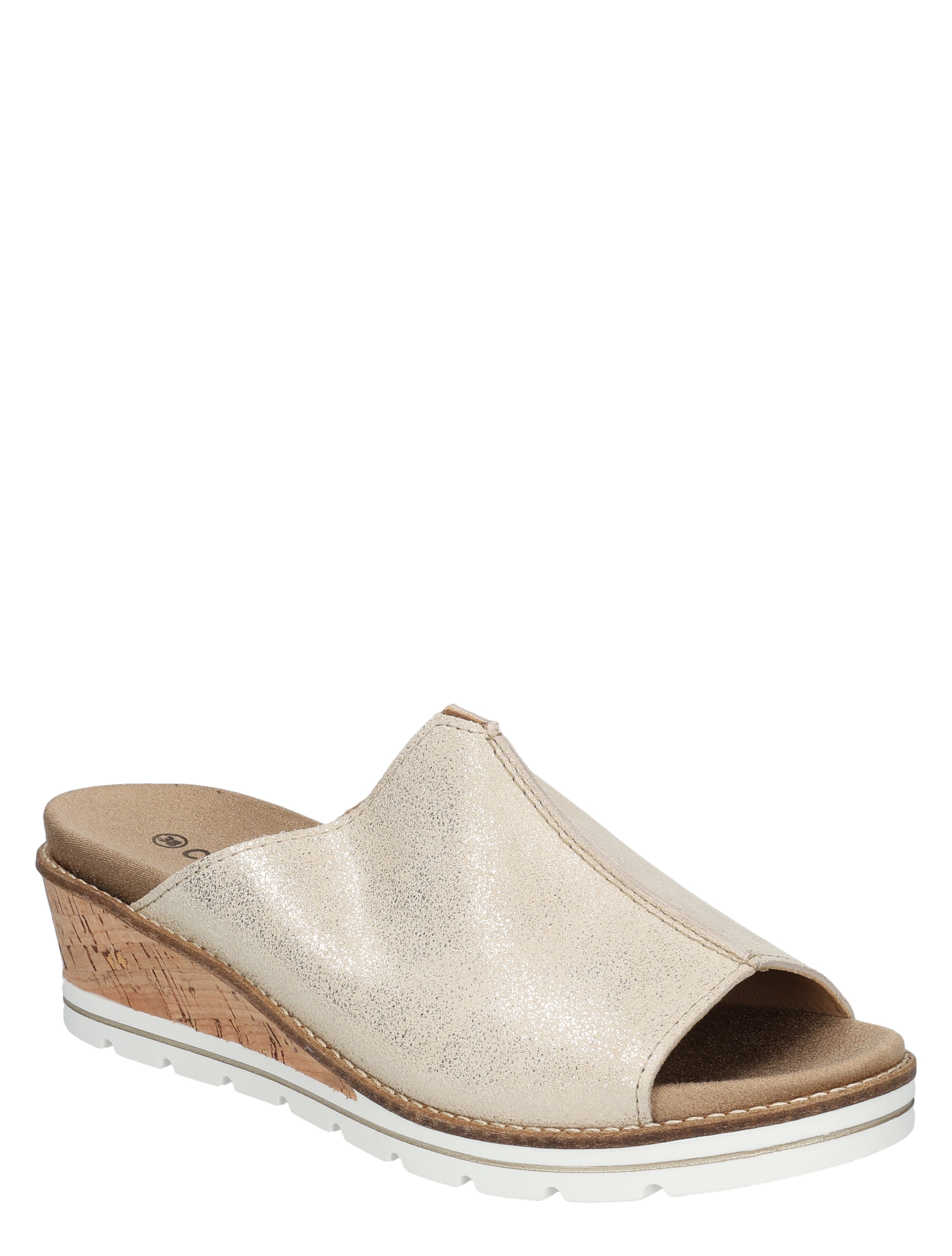 wedge, klompen, instap, glitter, nude