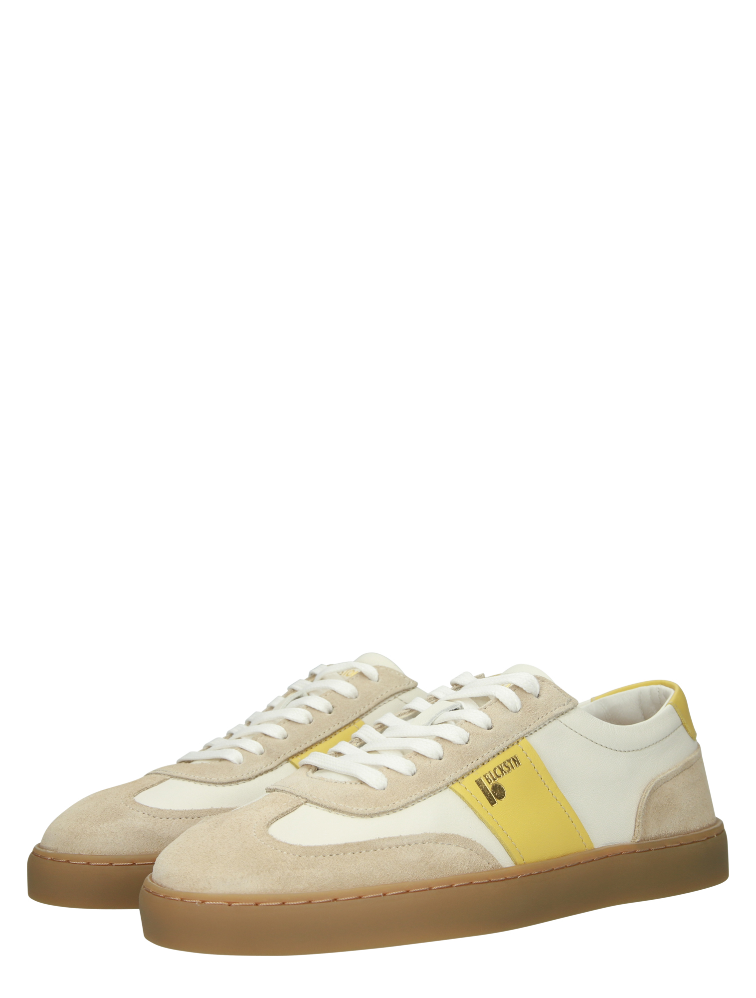 sneaker, luxe, beige-suede, gele accenten, lows