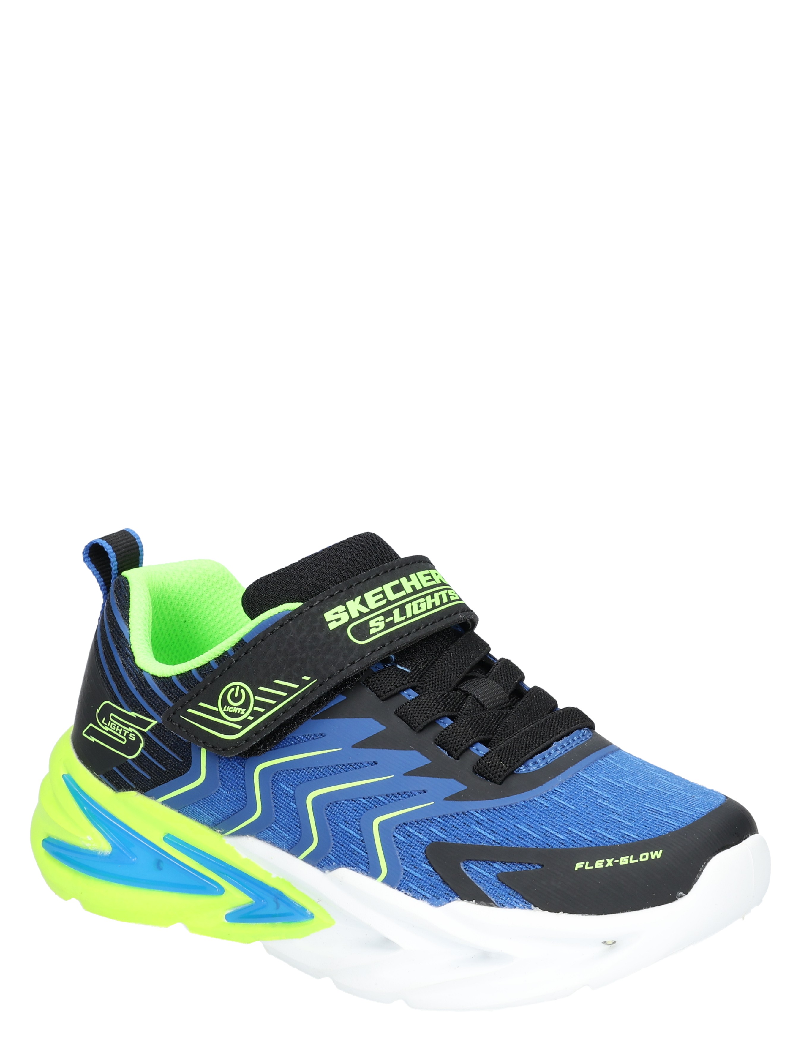 sneaker, soft-sole, blauw, neongroen, strap-closure