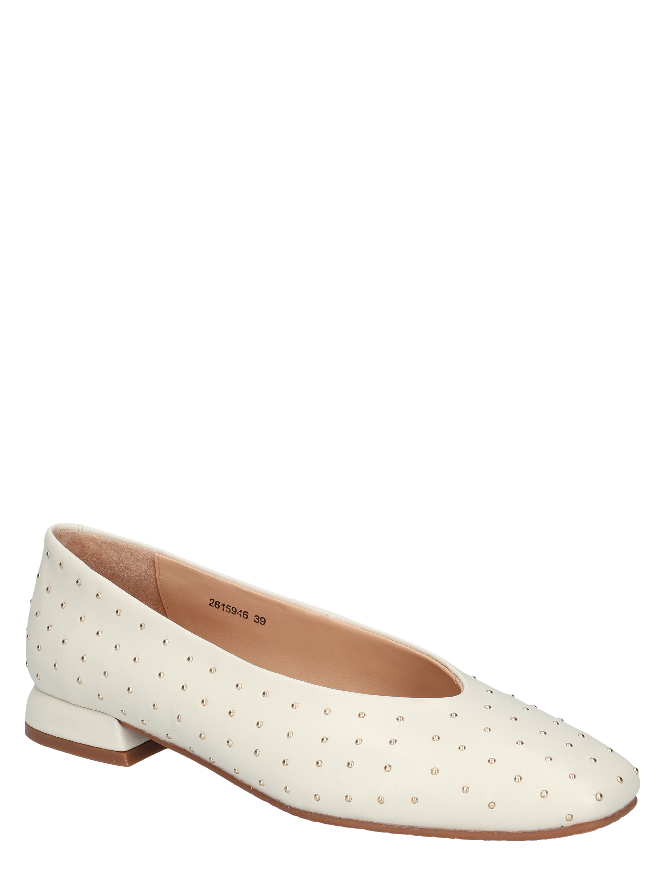 pump, ballet flat, studded, wit, laag hak